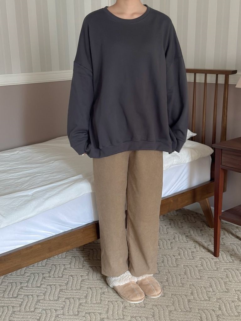 裏起毛ラウンドネックボクシールーズ長袖スウェット | 詳細画像9