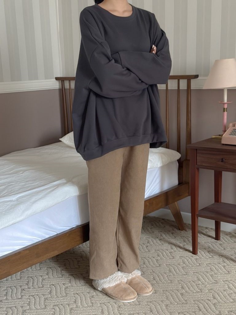 裏起毛ラウンドネックボクシールーズ長袖スウェット | 詳細画像11