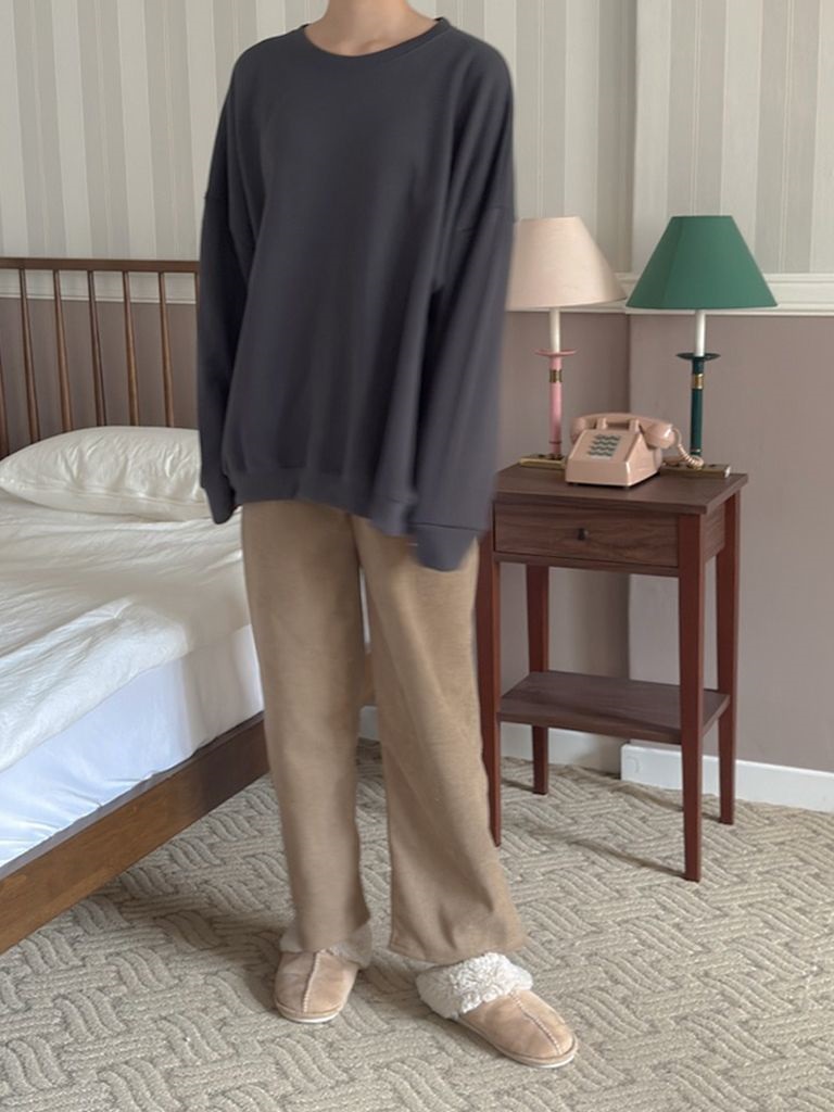 裏起毛ラウンドネックボクシールーズ長袖スウェット | 詳細画像12