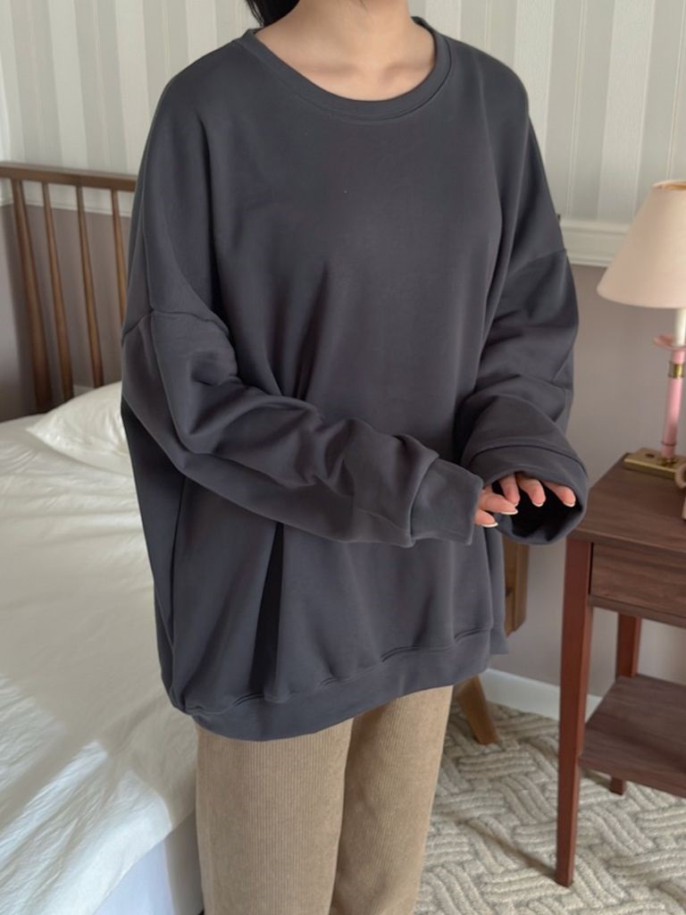 裏起毛ラウンドネックボクシールーズ長袖スウェット | 詳細画像15