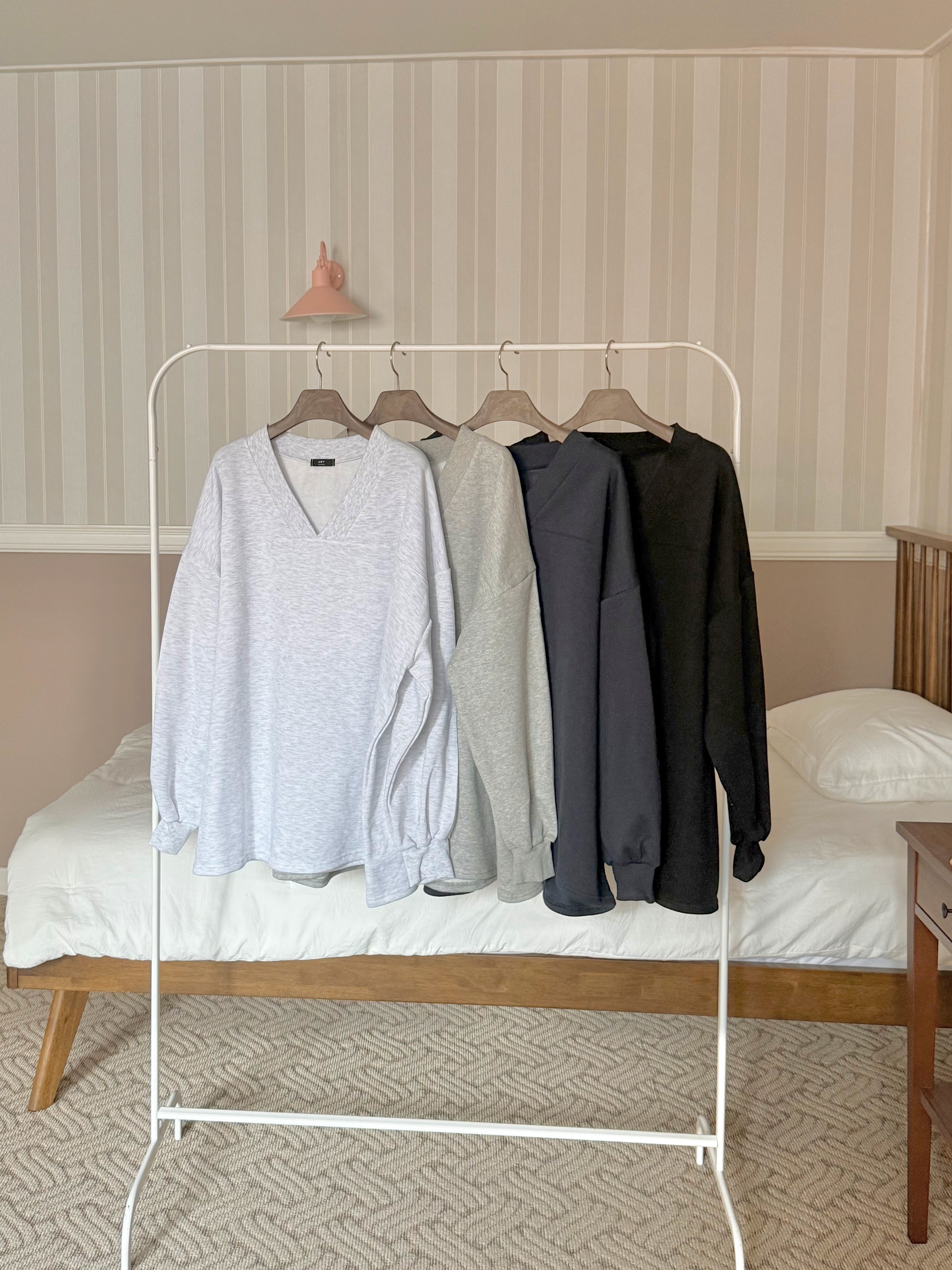 裏起毛Vネックラインボクシールーズ長袖Tシャツ | 詳細画像13