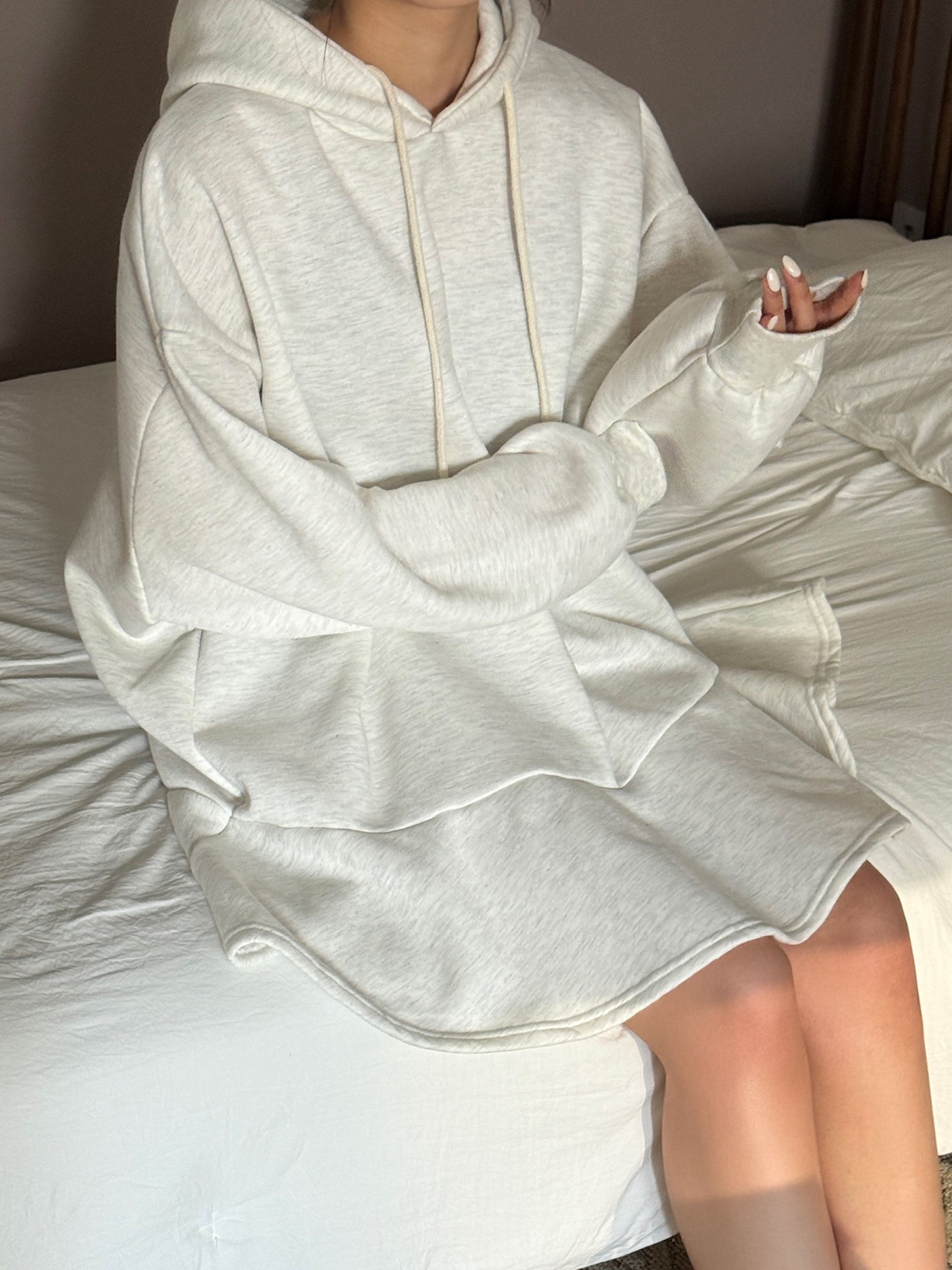 裏起毛フードルーズ長袖ミニワンピーストレーニング | 詳細画像4