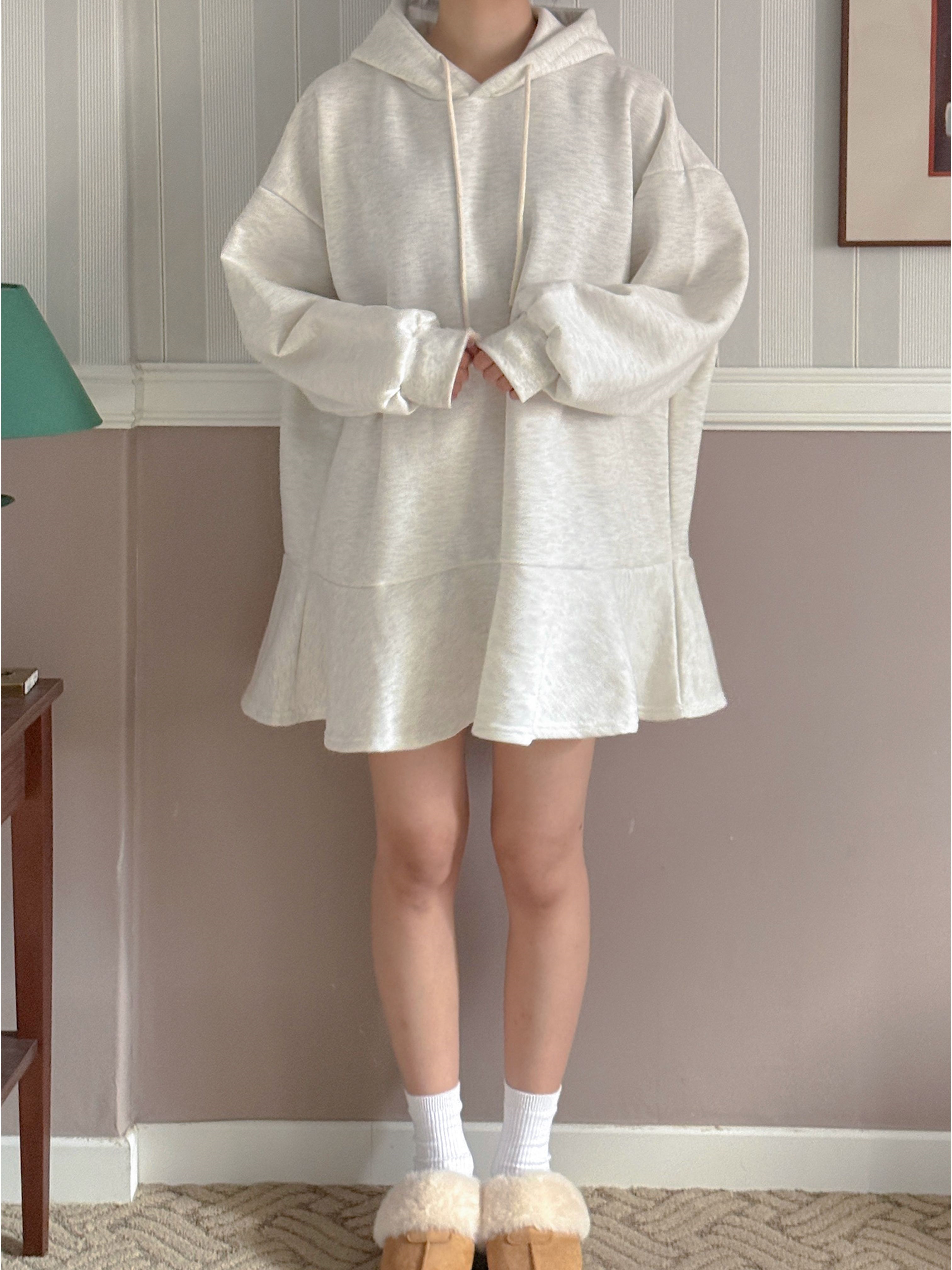 裏起毛フードルーズ長袖ミニワンピーストレーニング | 詳細画像5