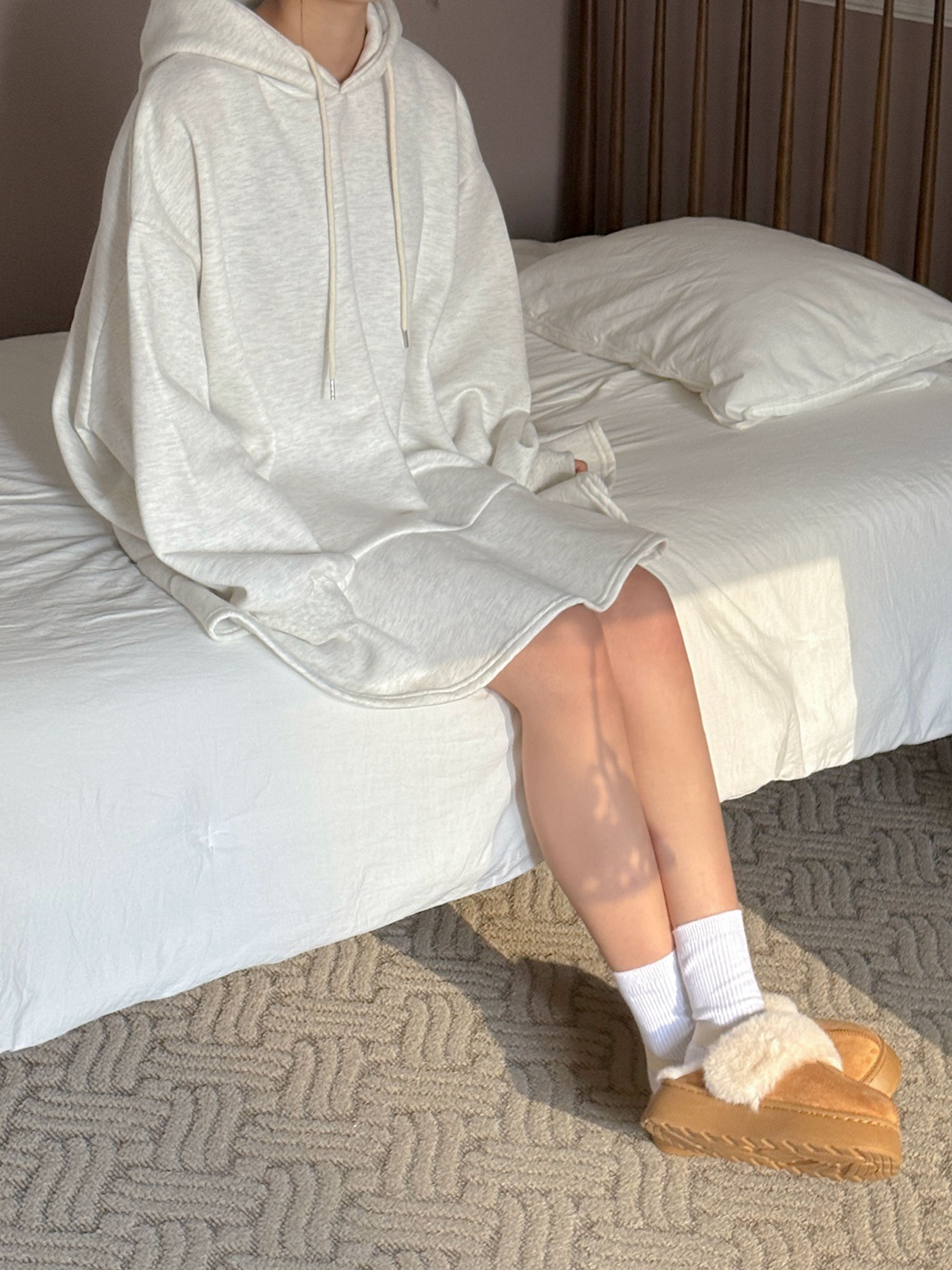 裏起毛フードルーズ長袖ミニワンピーストレーニング | 詳細画像7