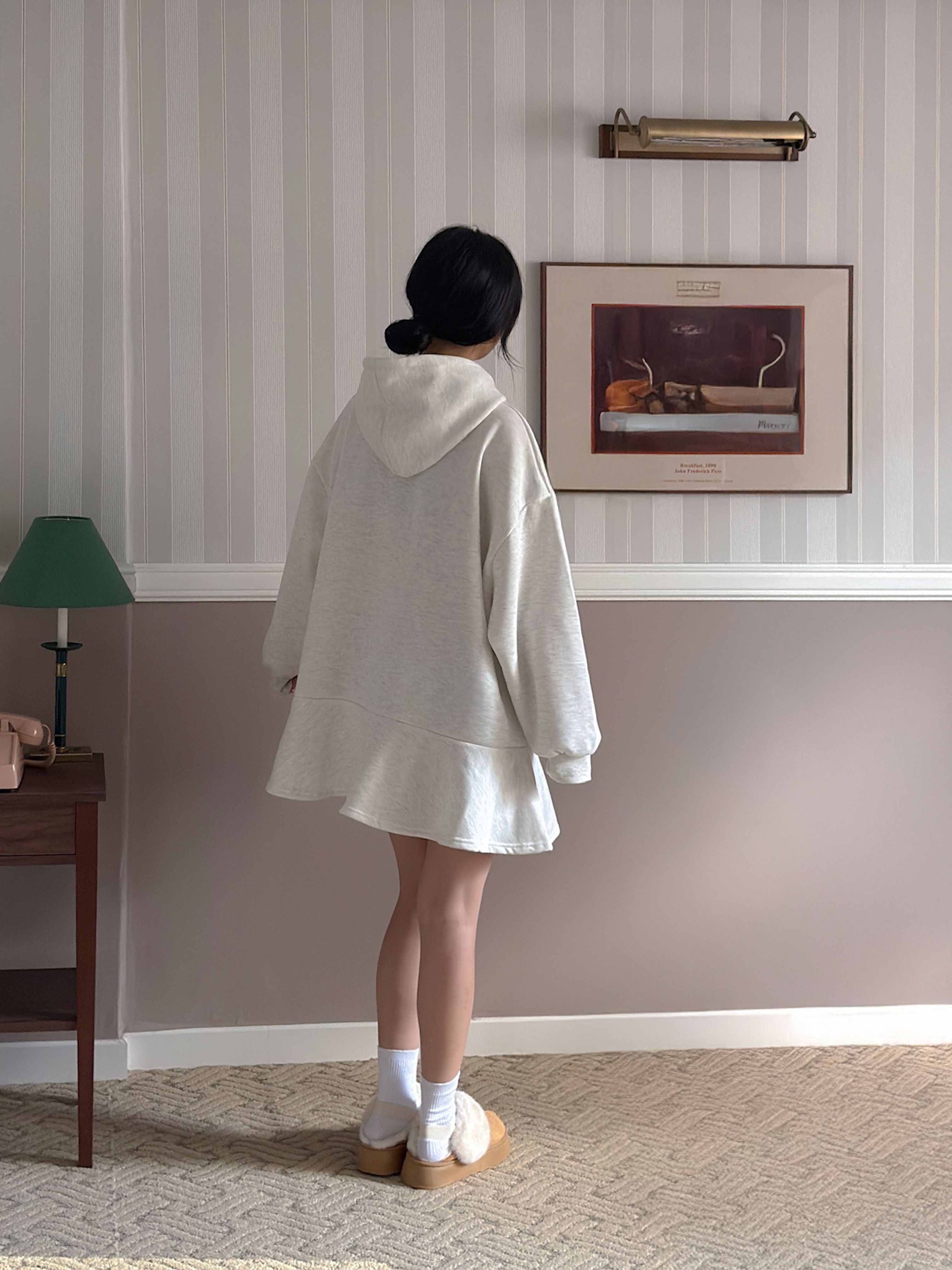 裏起毛フードルーズ長袖ミニワンピーストレーニング | 詳細画像10