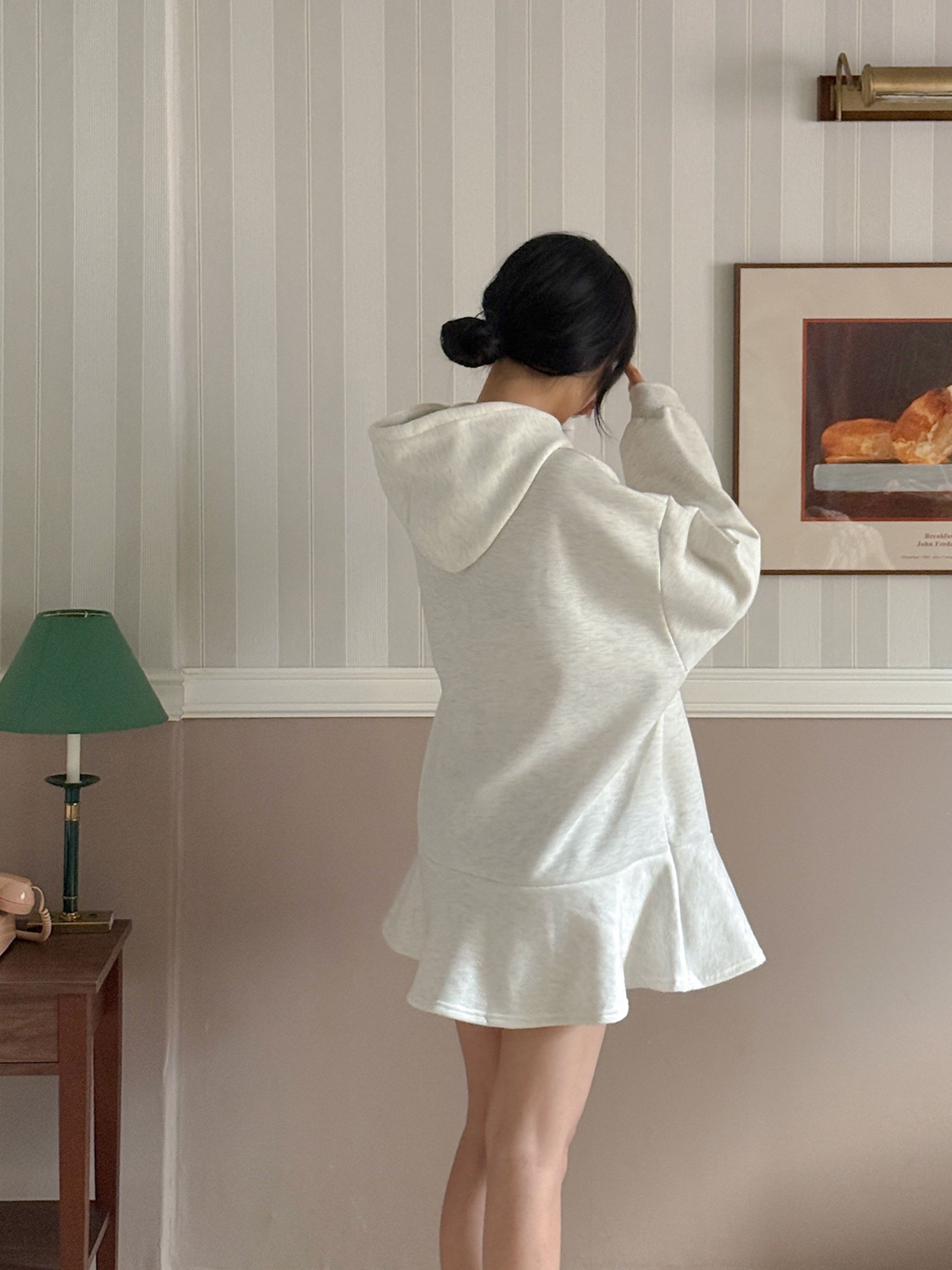 裏起毛フードルーズ長袖ミニワンピーストレーニング | 詳細画像11