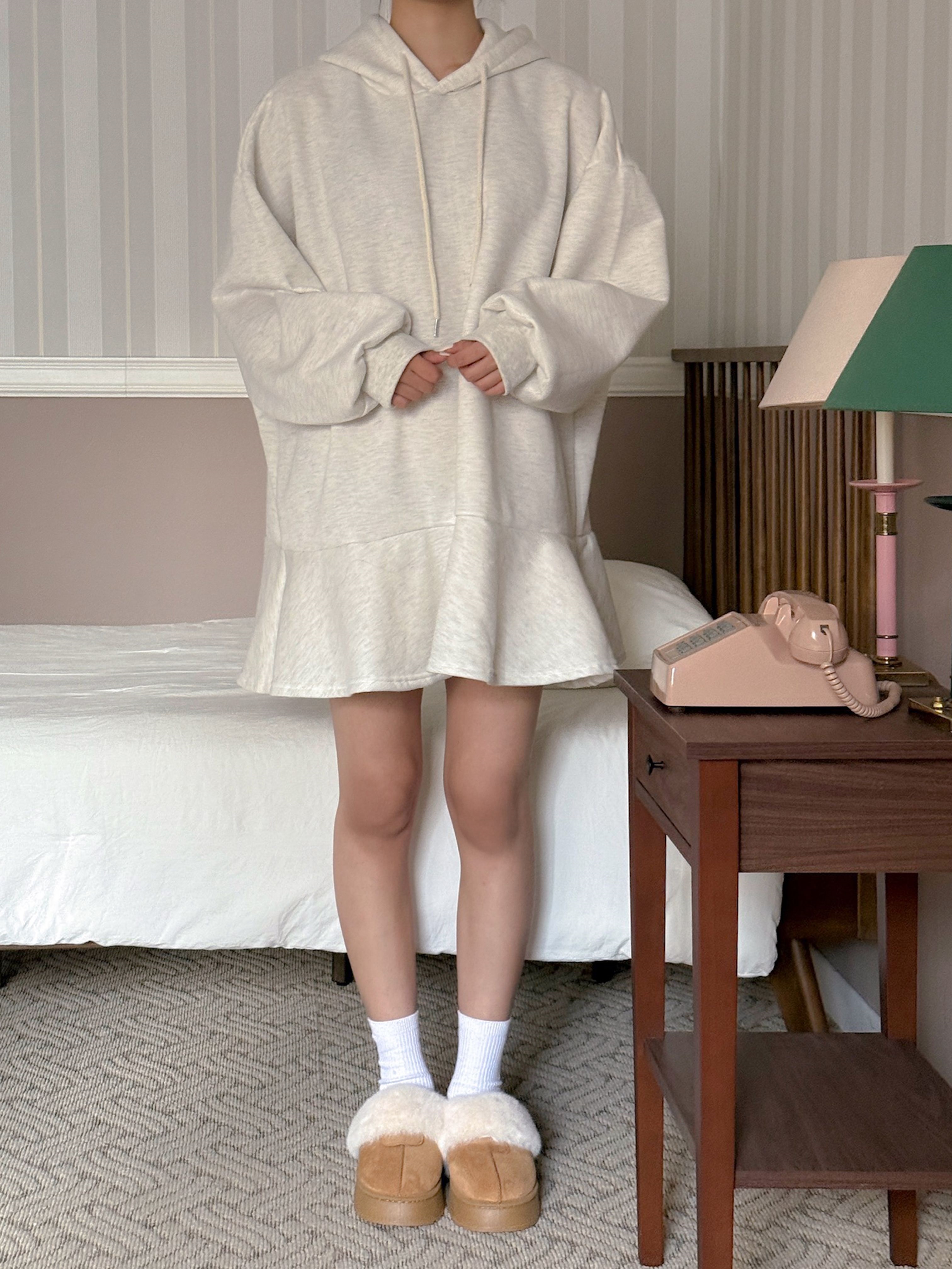 裏起毛フードルーズ長袖ミニワンピーストレーニング | 詳細画像14