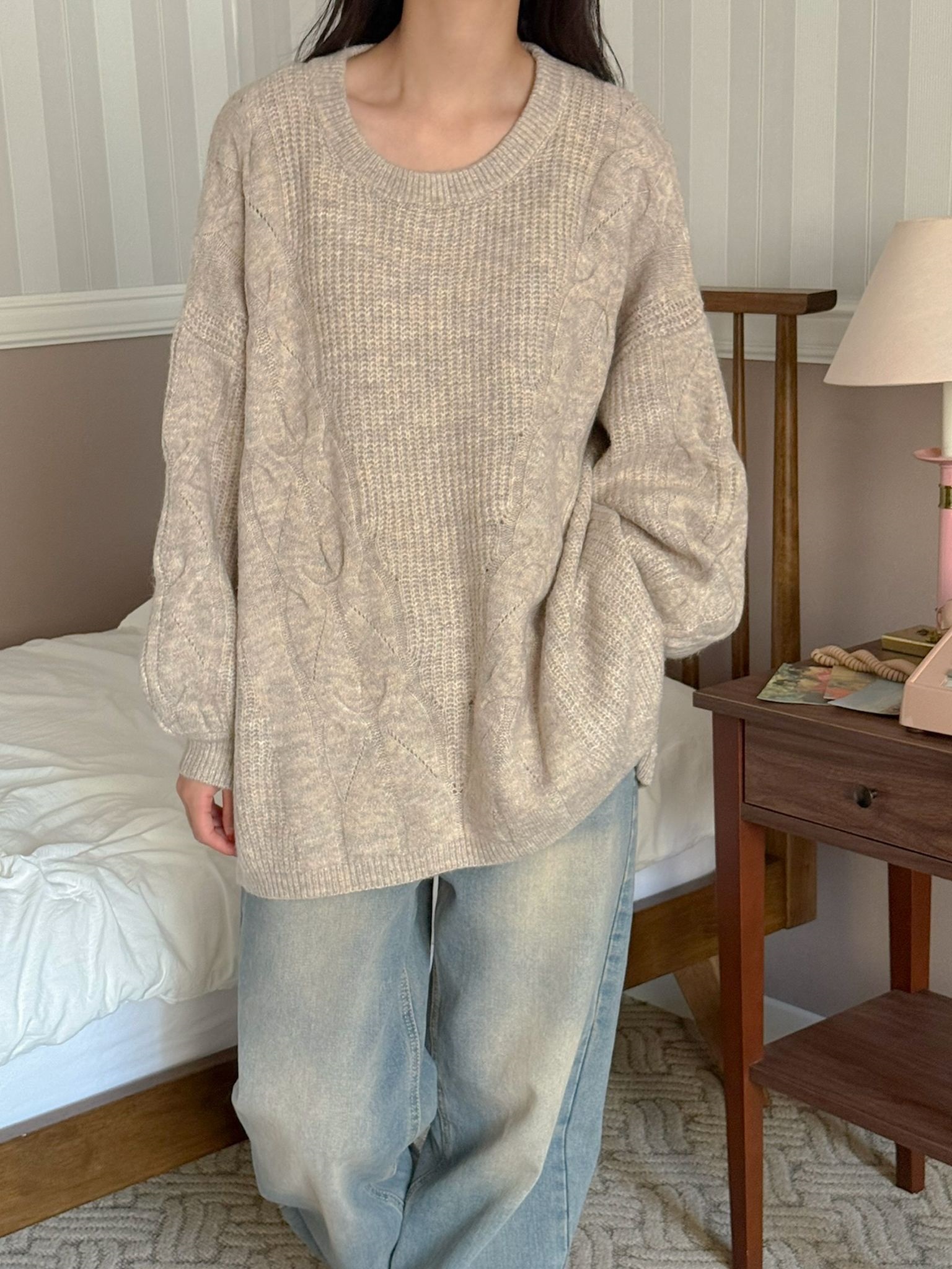 ラウンドネックルーズ長袖ニット | 詳細画像9