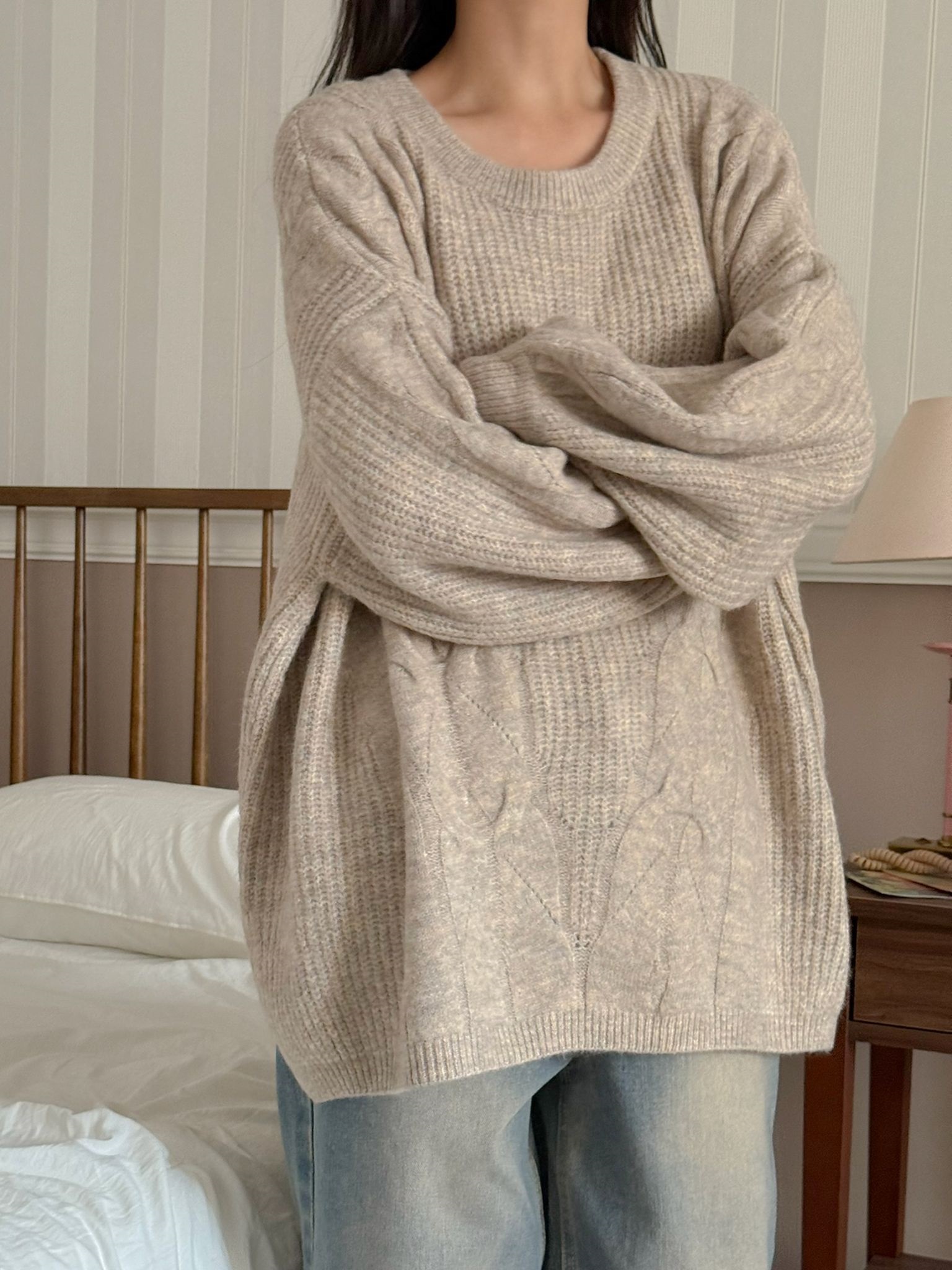 ラウンドネックルーズ長袖ニット | 詳細画像11