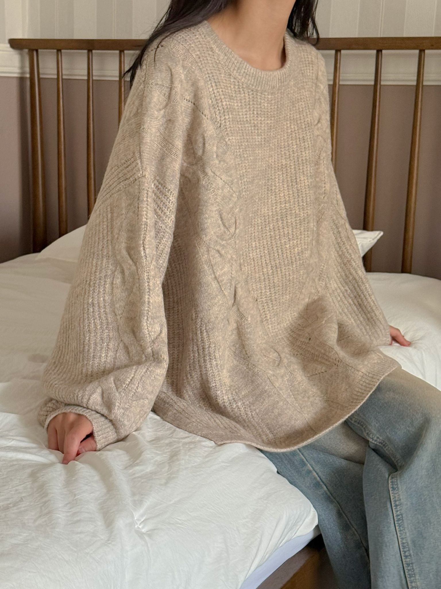 ラウンドネックルーズ長袖ニット | 詳細画像18