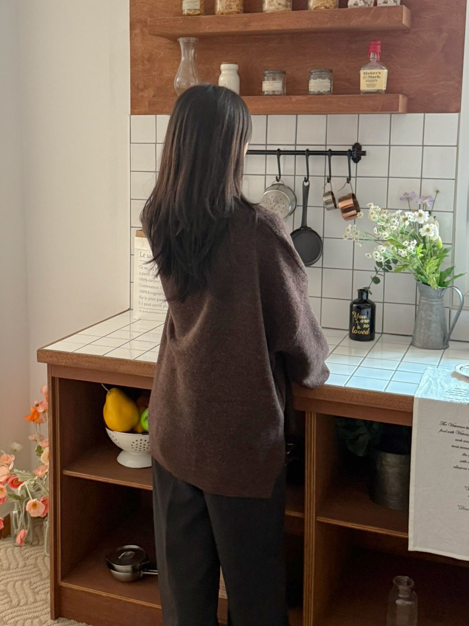 Vネックルーズ長袖ニット | 詳細画像11