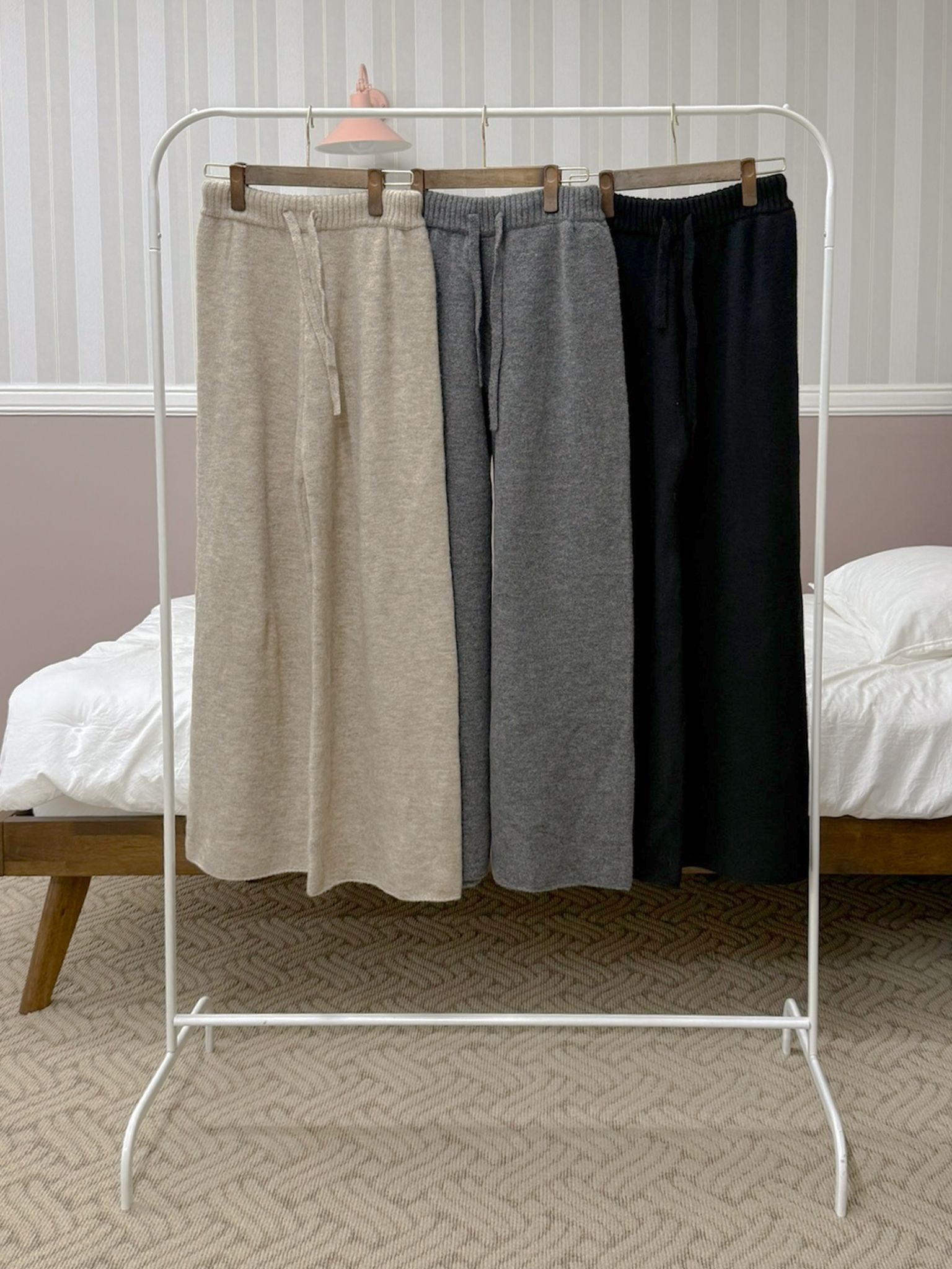 ニットVネックウエストゴムIラインルーズ長袖セットアップパンツニット | 詳細画像16