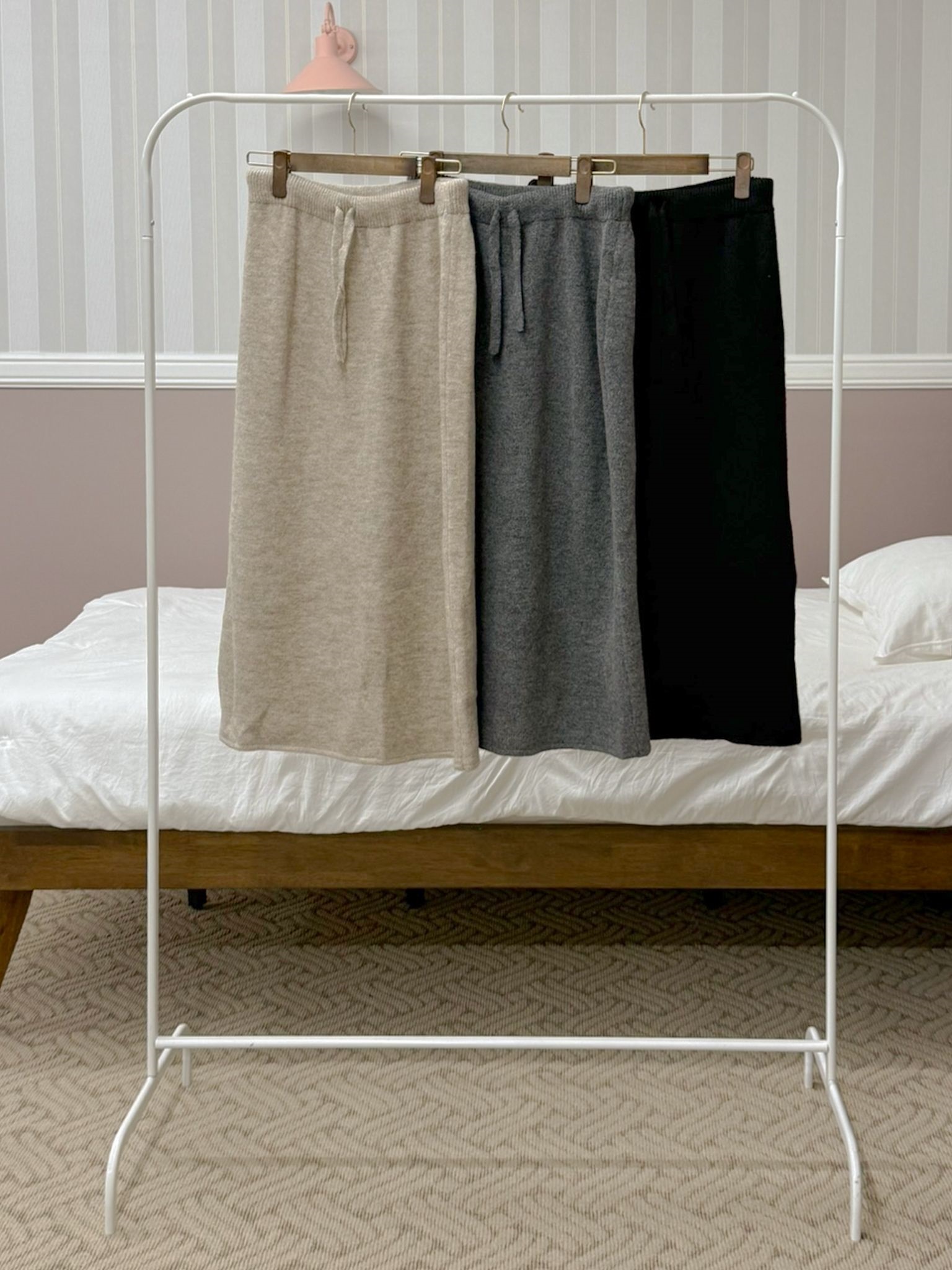 ニットVネックウエストゴムロングルーズ長袖セットアップスカートニット | 詳細画像16