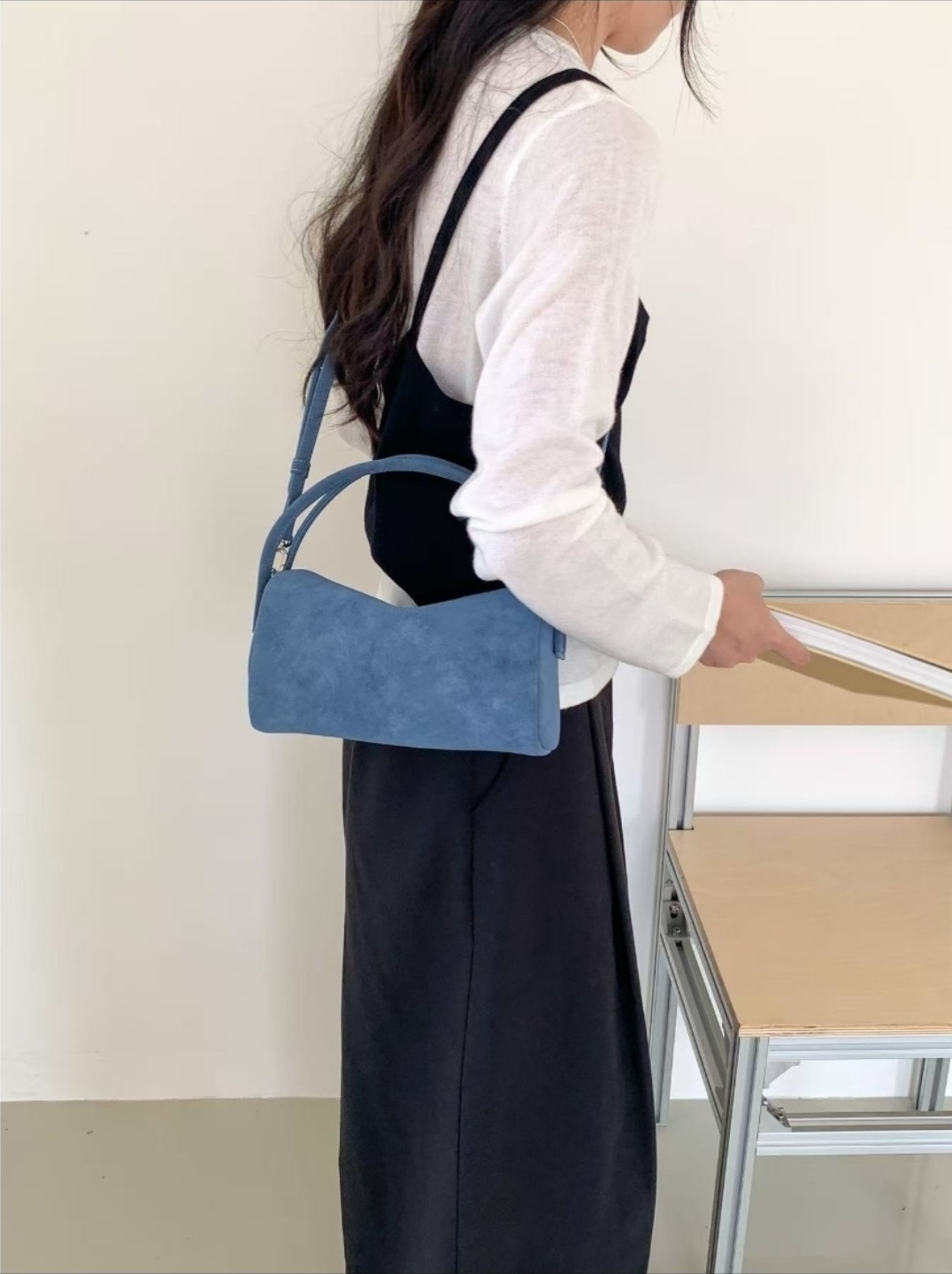 スエード調ジップアップショルダーバッグトートバッグ2WAYストラップ付 | 詳細画像7