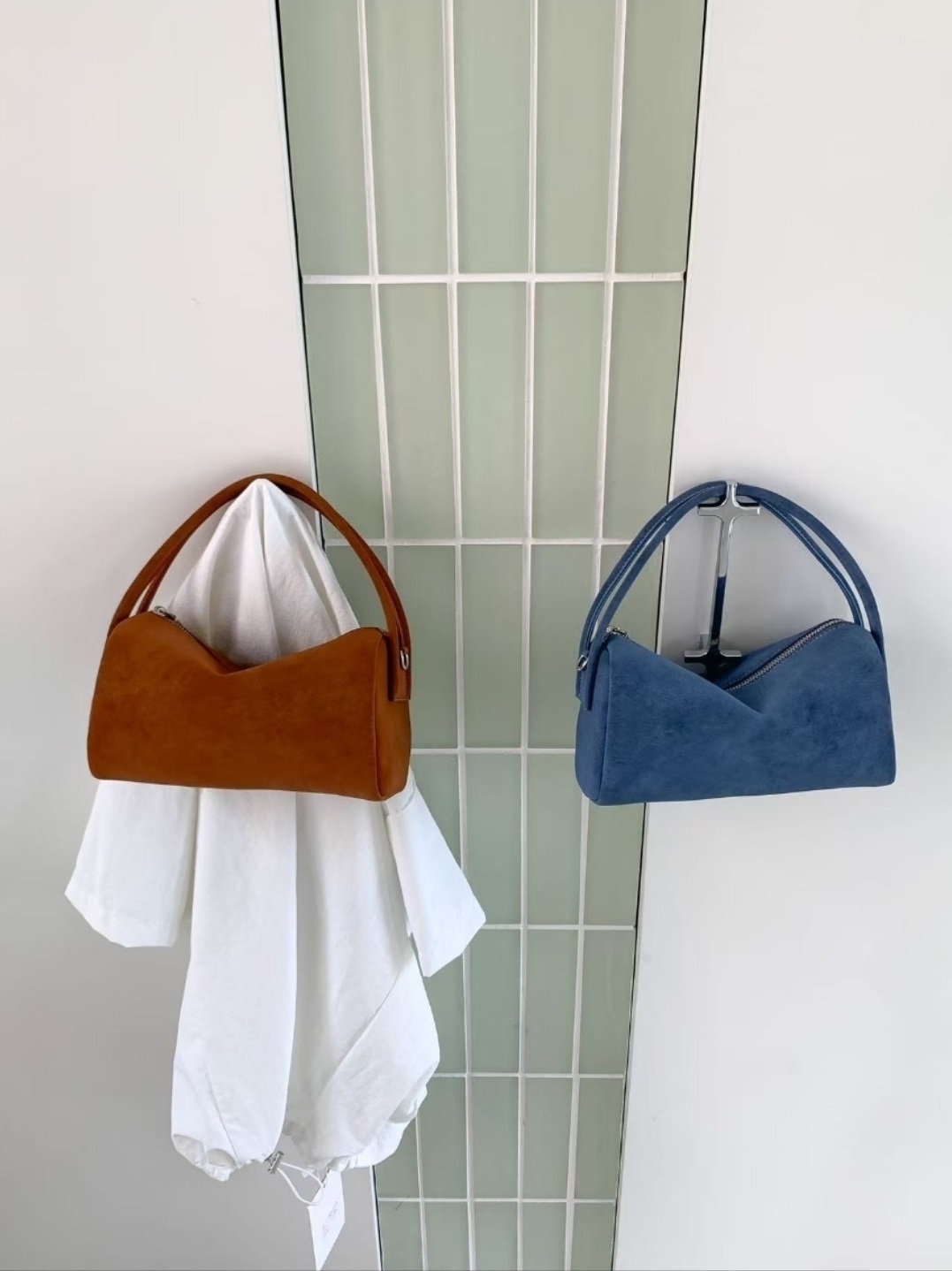 スエード調ジップアップショルダーバッグトートバッグ2WAYストラップ付 | 詳細画像8