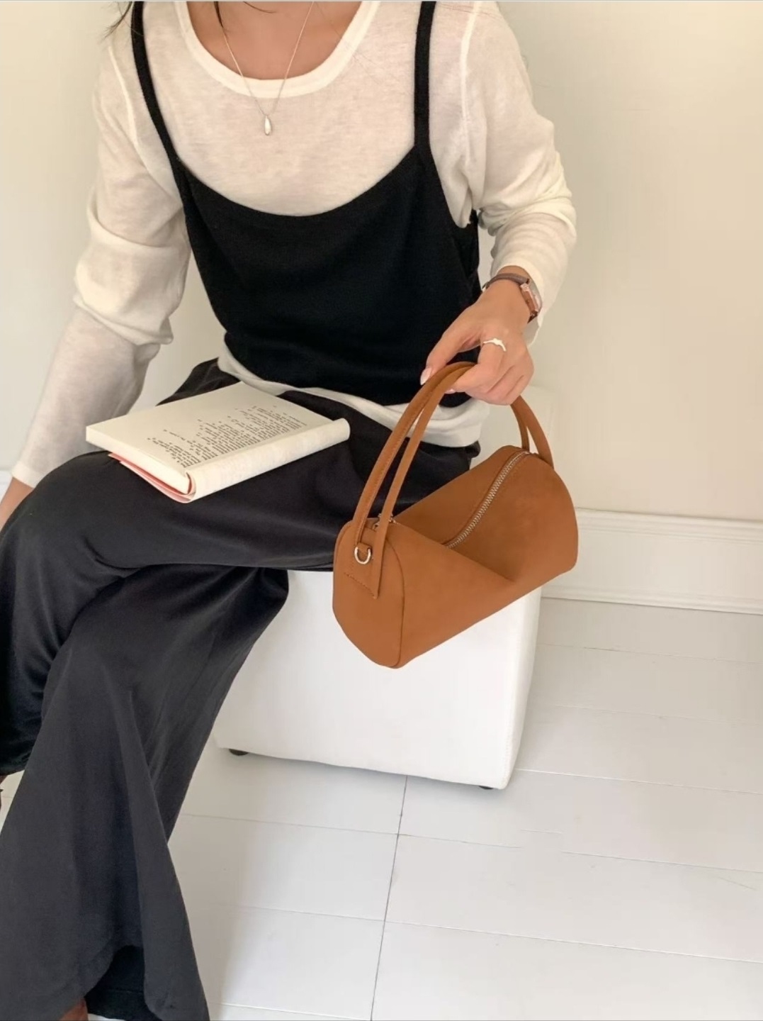 スエード調ジップアップショルダーバッグトートバッグ2WAYストラップ付 | 詳細画像9