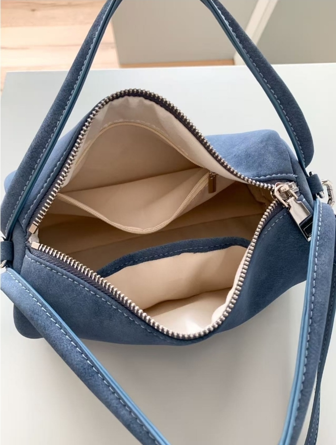スエード調ジップアップショルダーバッグトートバッグ2WAYストラップ付 | 詳細画像12