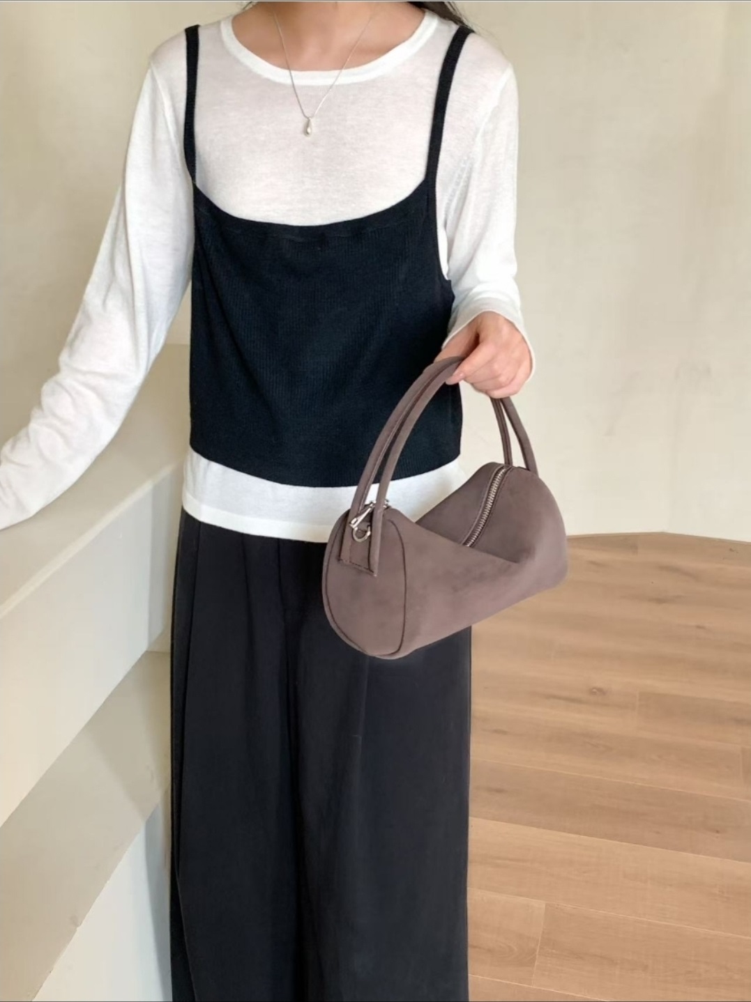 スエード調ジップアップショルダーバッグトートバッグ2WAYストラップ付 | 詳細画像15