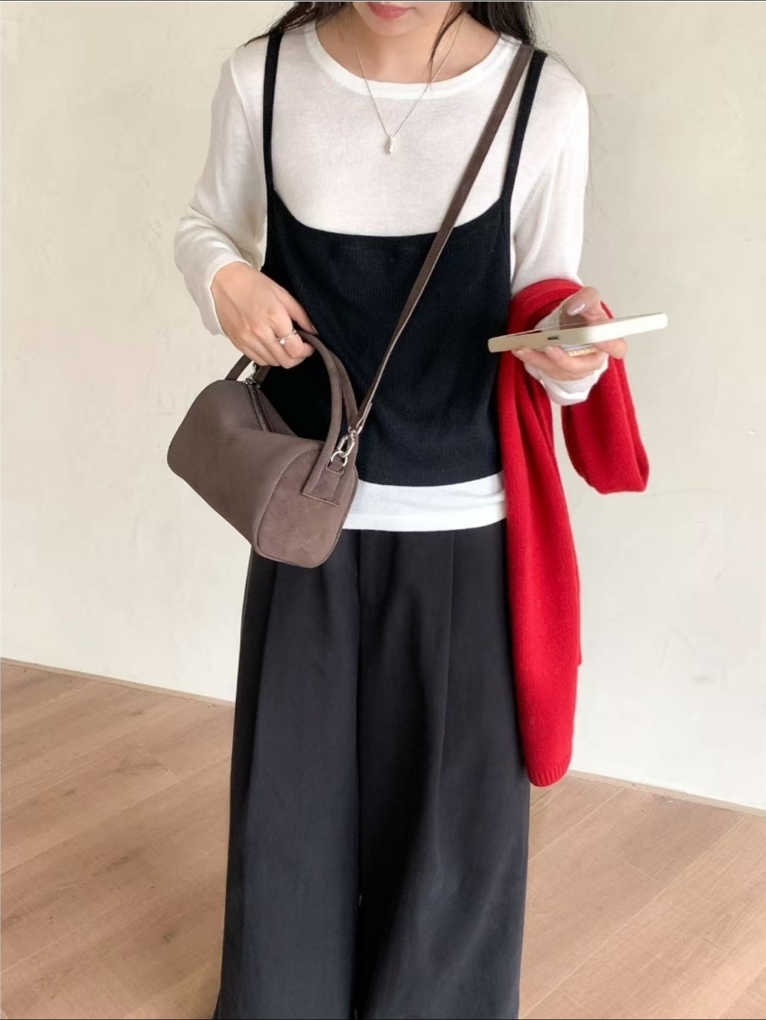 スエード調ジップアップショルダーバッグトートバッグ2WAYストラップ付 | 詳細画像17