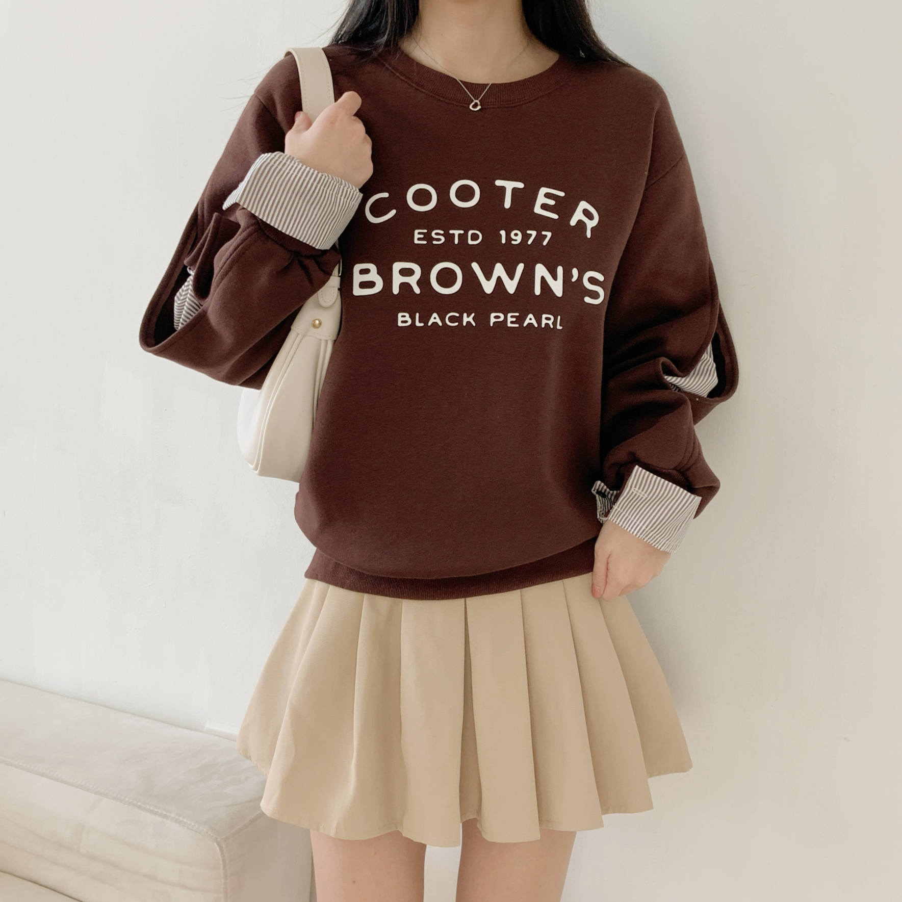 裏起毛コンビ配色ラウンドネック長袖ロゴスウェット | 詳細画像2