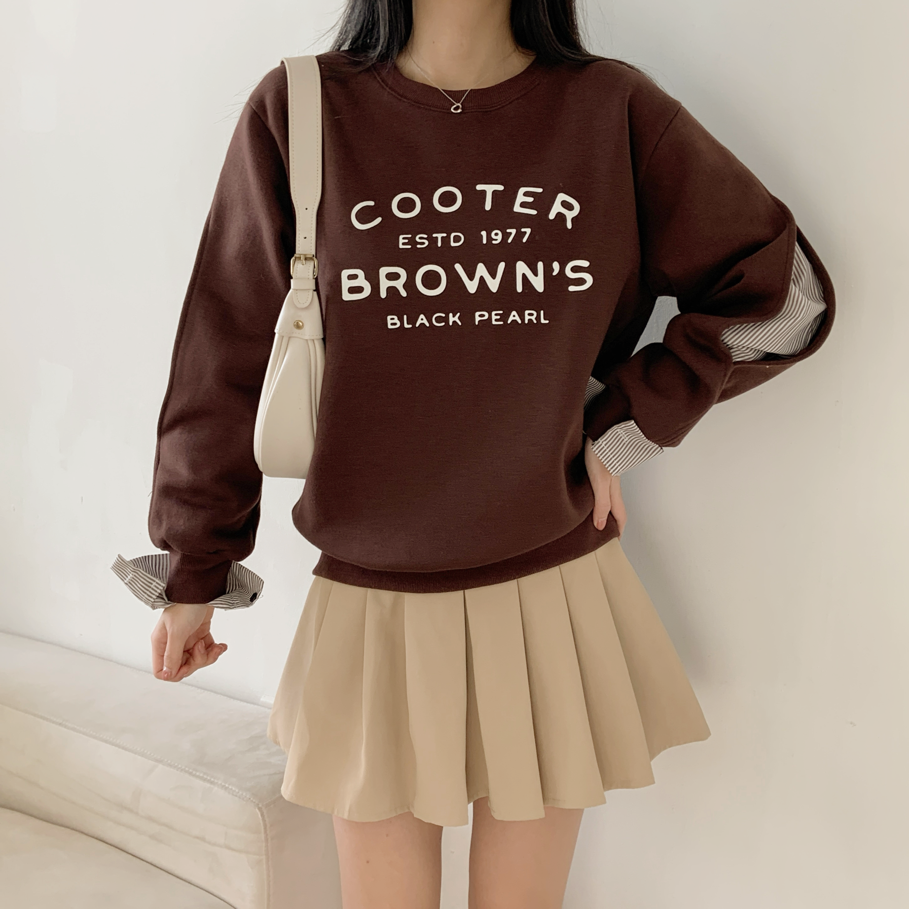 裏起毛コンビ配色ラウンドネック長袖ロゴスウェット | 詳細画像4