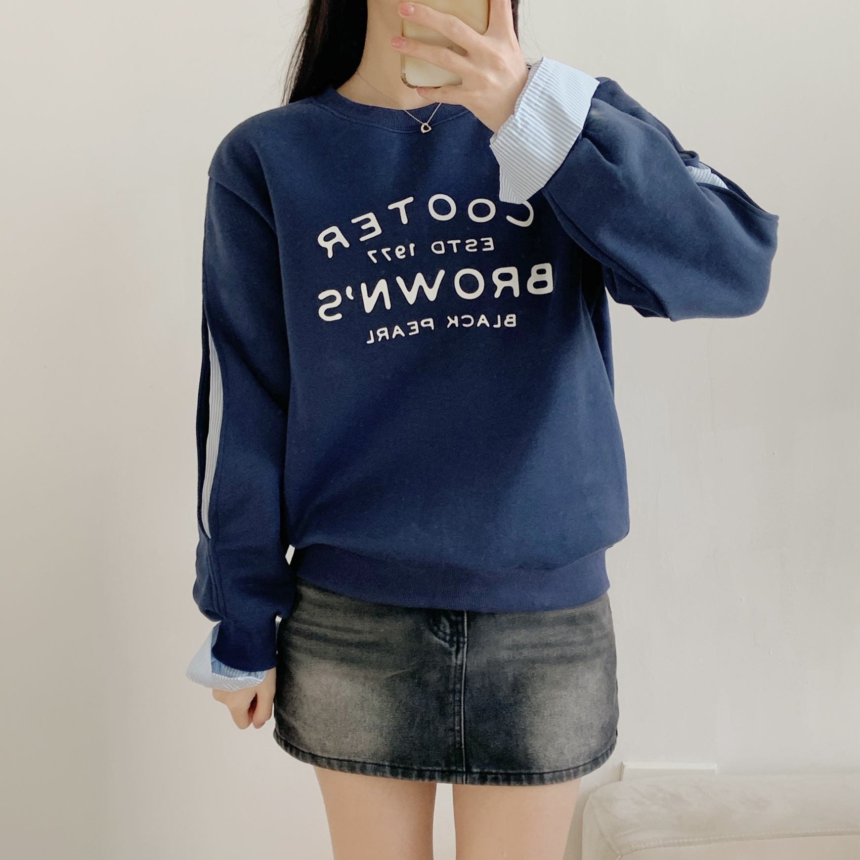 裏起毛コンビ配色ラウンドネック長袖ロゴスウェット | 詳細画像7