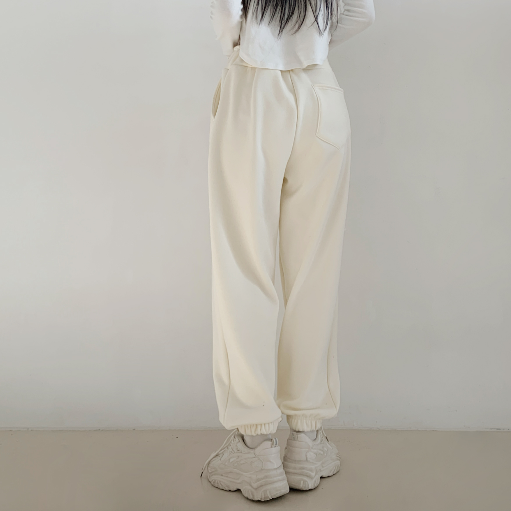 ファー裏地コットンポケットウエストゴムジョガーパンツトレーニング | 詳細画像3