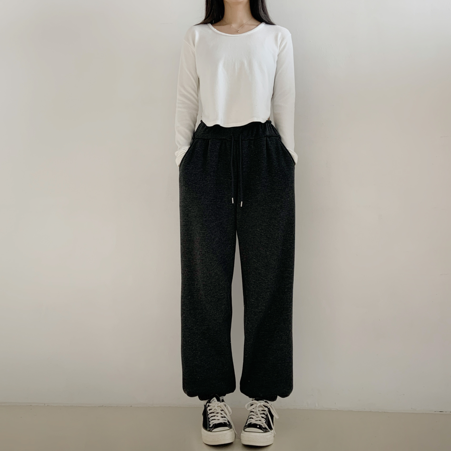 ファー裏地コットンポケットウエストゴムジョガーパンツトレーニング | 詳細画像4