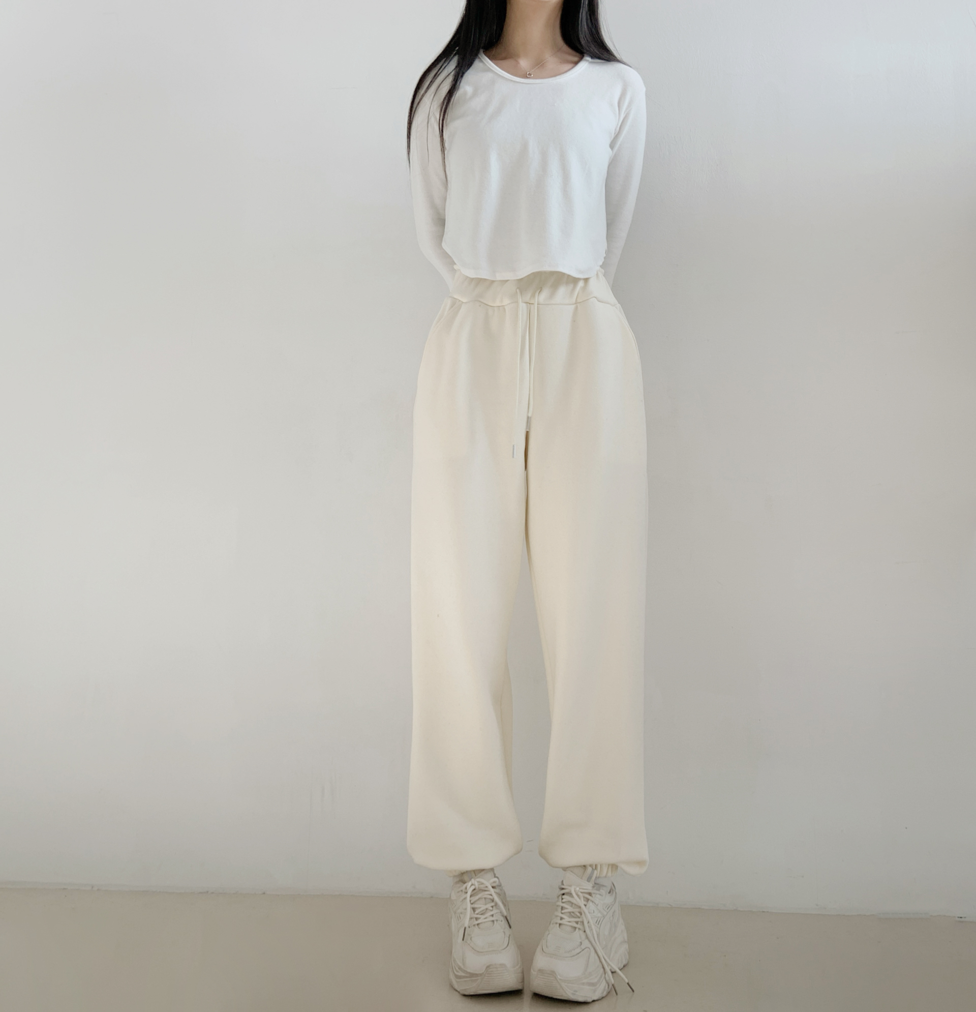 ファー裏地コットンポケットウエストゴムジョガーパンツトレーニング | 詳細画像2