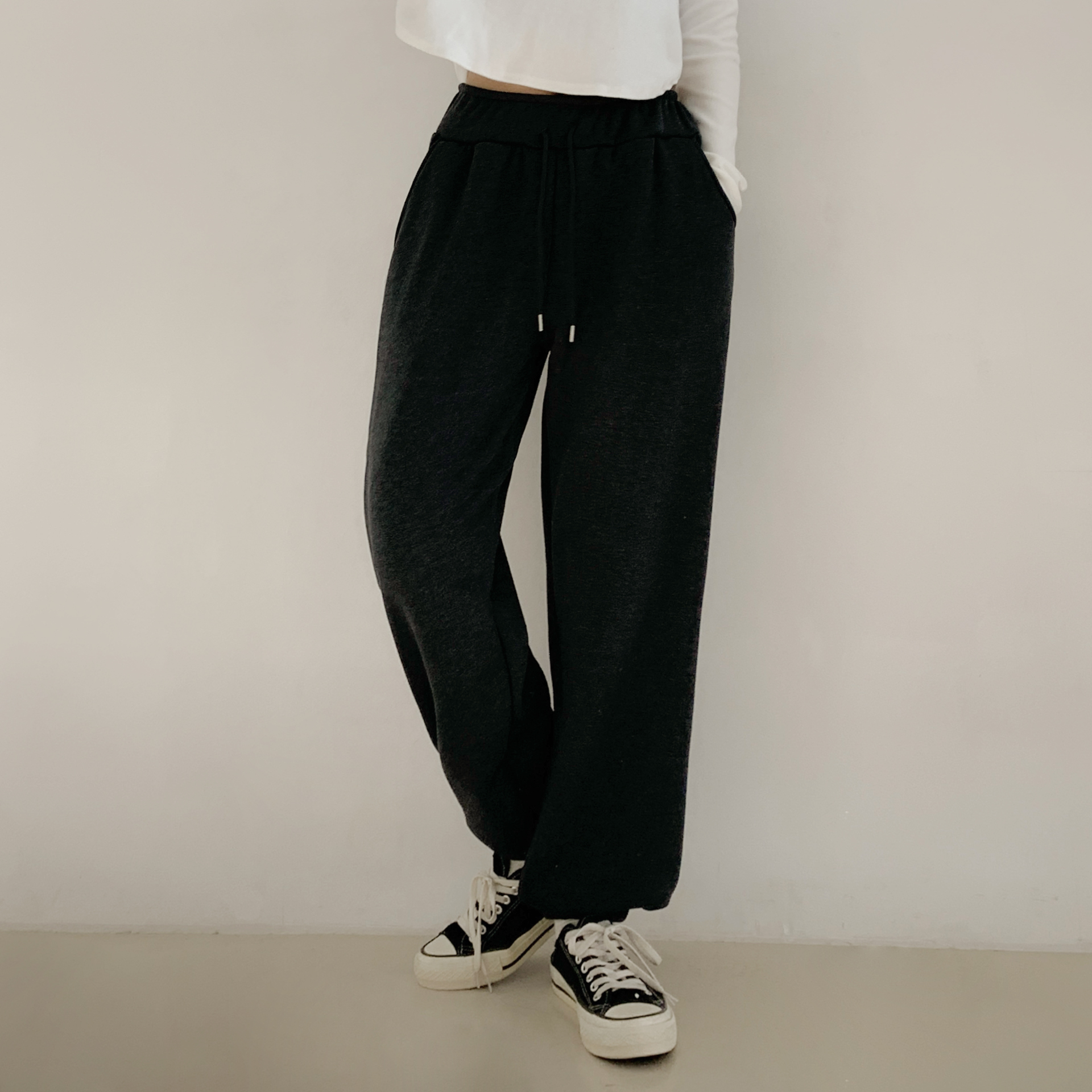 ファー裏地コットンポケットウエストゴムジョガーパンツトレーニング | 詳細画像5