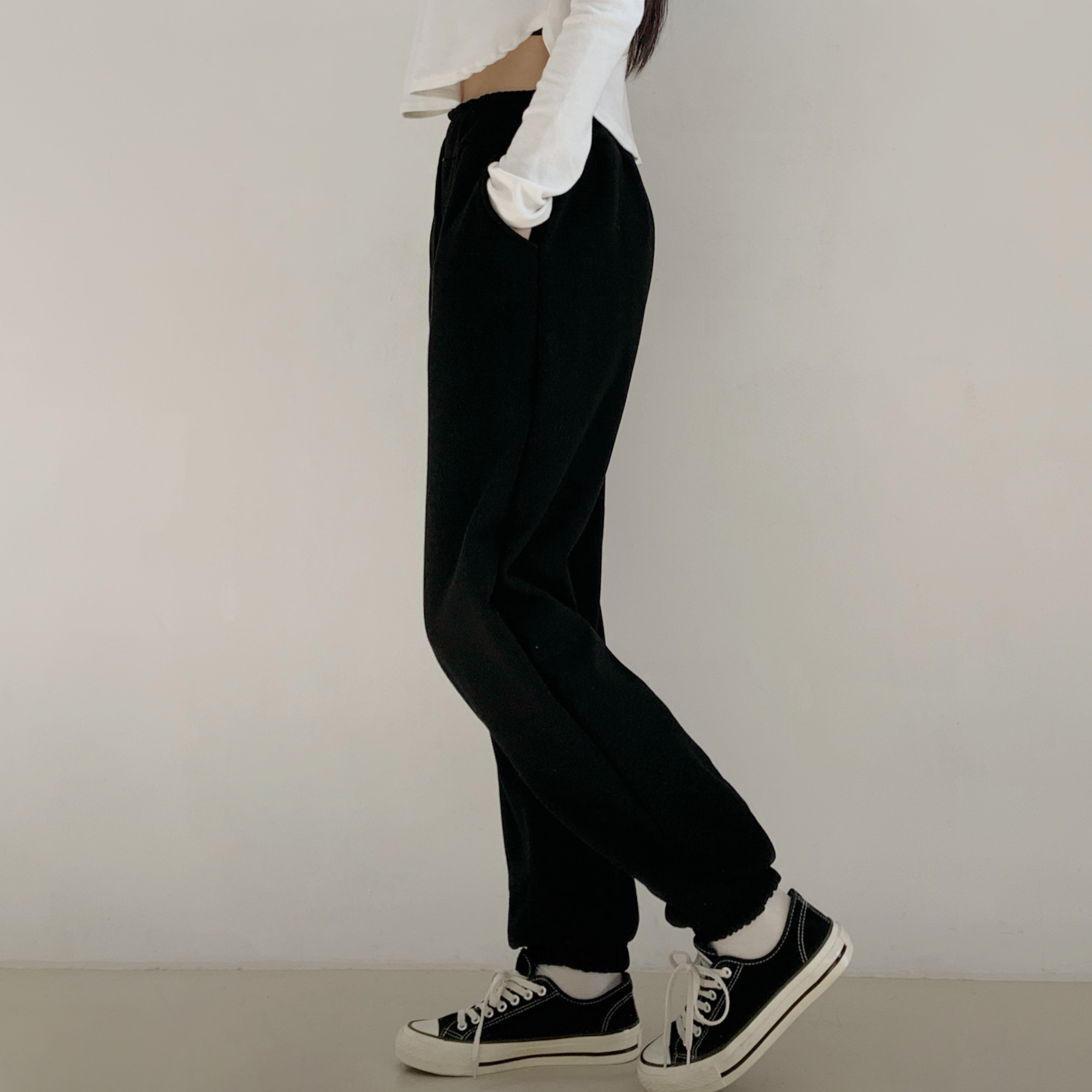 ファー裏地コットンポケットウエストゴムジョガーパンツトレーニング | 詳細画像6