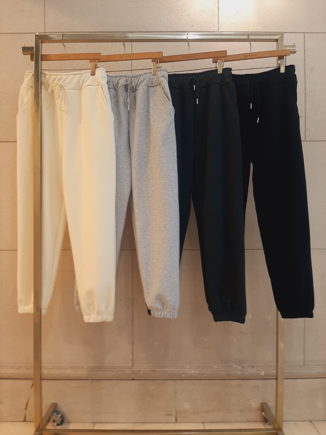 ファー裏地コットンポケットウエストゴムジョガーパンツトレーニング | 詳細画像11