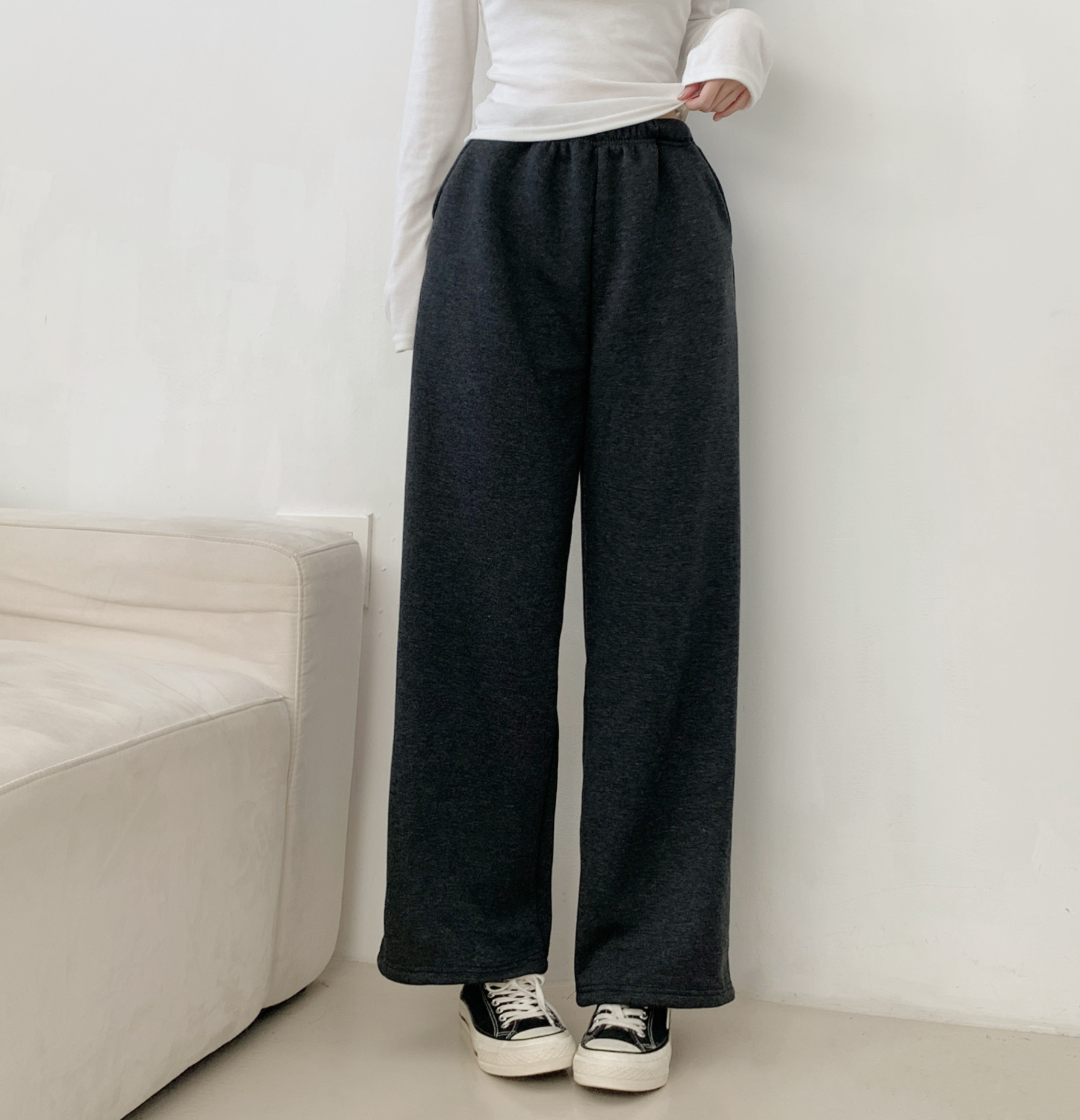 ファー裏地コットンポケットウエストゴムワイドパンツトレーニング | 詳細画像7