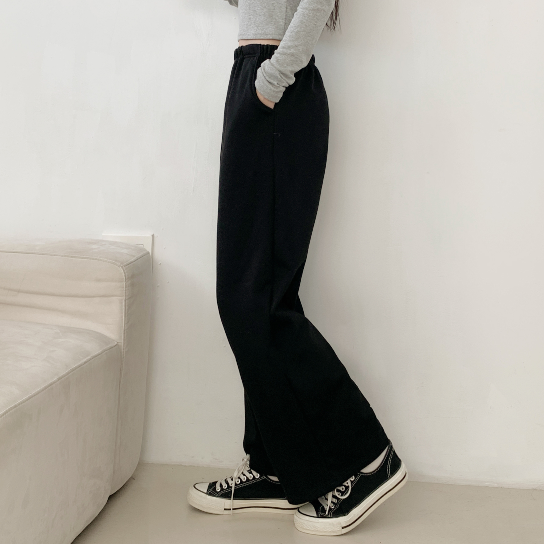 ファー裏地コットンポケットウエストゴムワイドパンツトレーニング | 詳細画像8