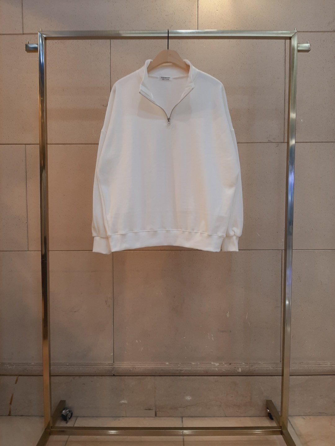 裏起毛コットンハーフネックハーフジップオーバーサイズルーズ長袖スウェット | 詳細画像2