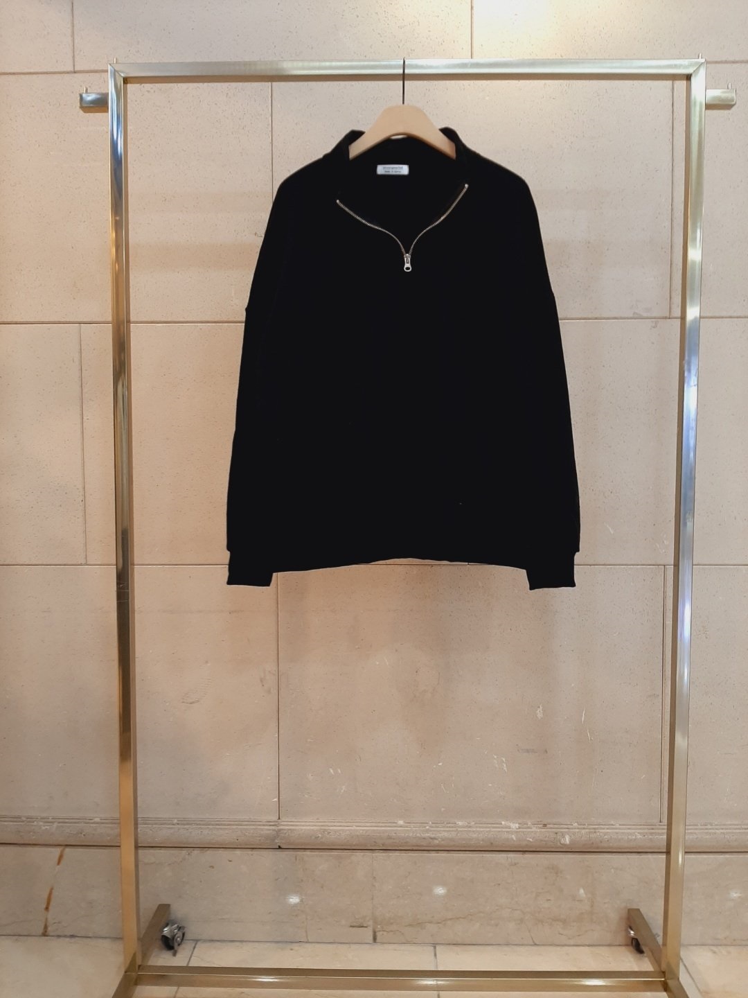 裏起毛コットンハーフネックハーフジップオーバーサイズルーズ長袖スウェット | 詳細画像6