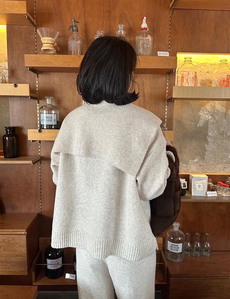 Vネックウエストゴムルーズワイドカラーパンツニットショール付 | 詳細画像10