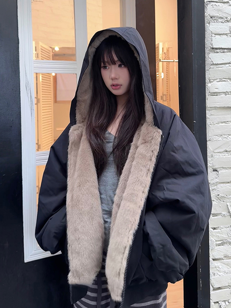 ジップアップフードオーバーサイズジャンパーリバーシブル | 詳細画像2