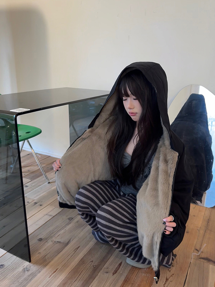 ジップアップフードオーバーサイズジャンパーリバーシブル | 詳細画像3