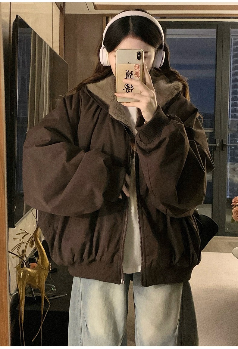 ジップアップフードオーバーサイズジャンパーリバーシブル | 詳細画像12