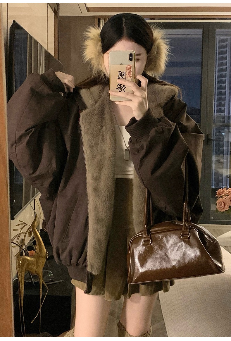 ジップアップフードオーバーサイズジャンパーリバーシブル | 詳細画像13