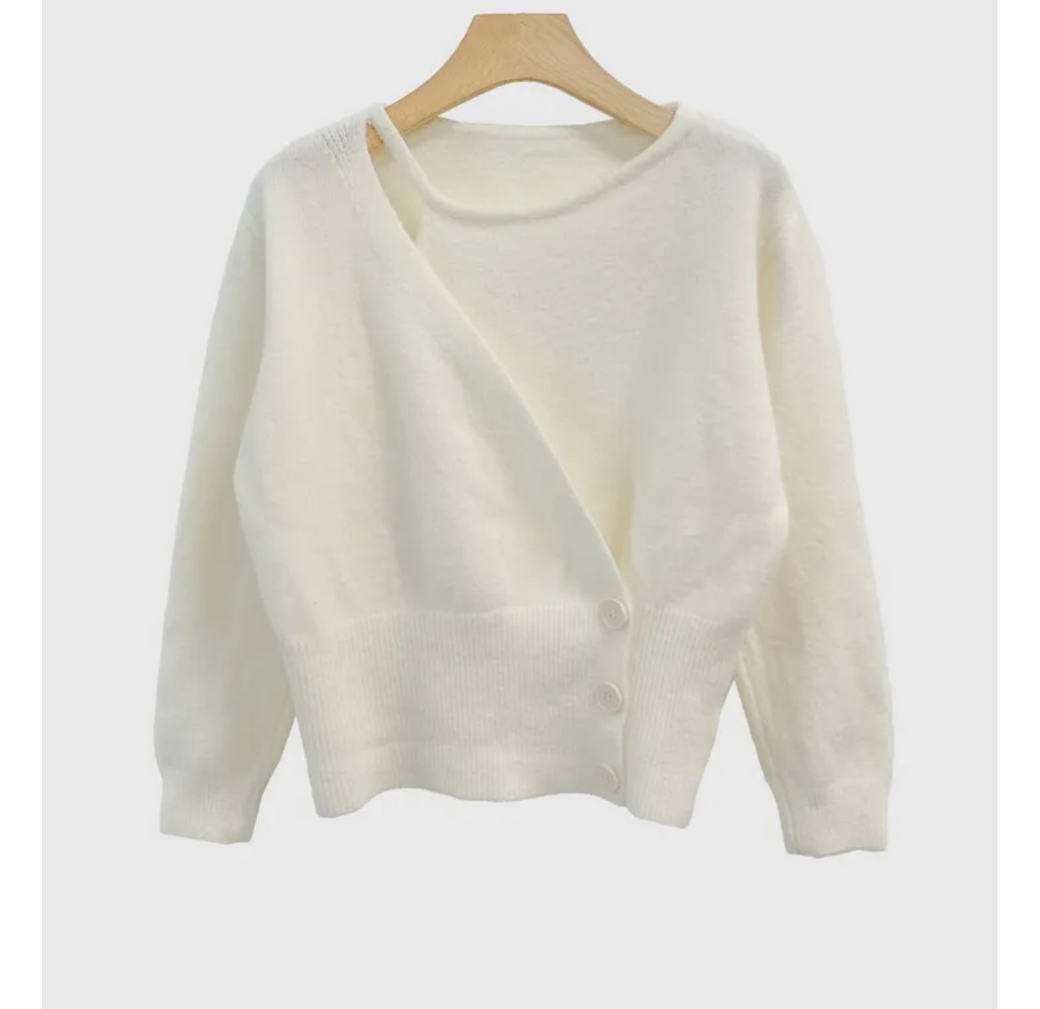 ボタンラウンドネックラップ長袖カラーニット | 詳細画像19