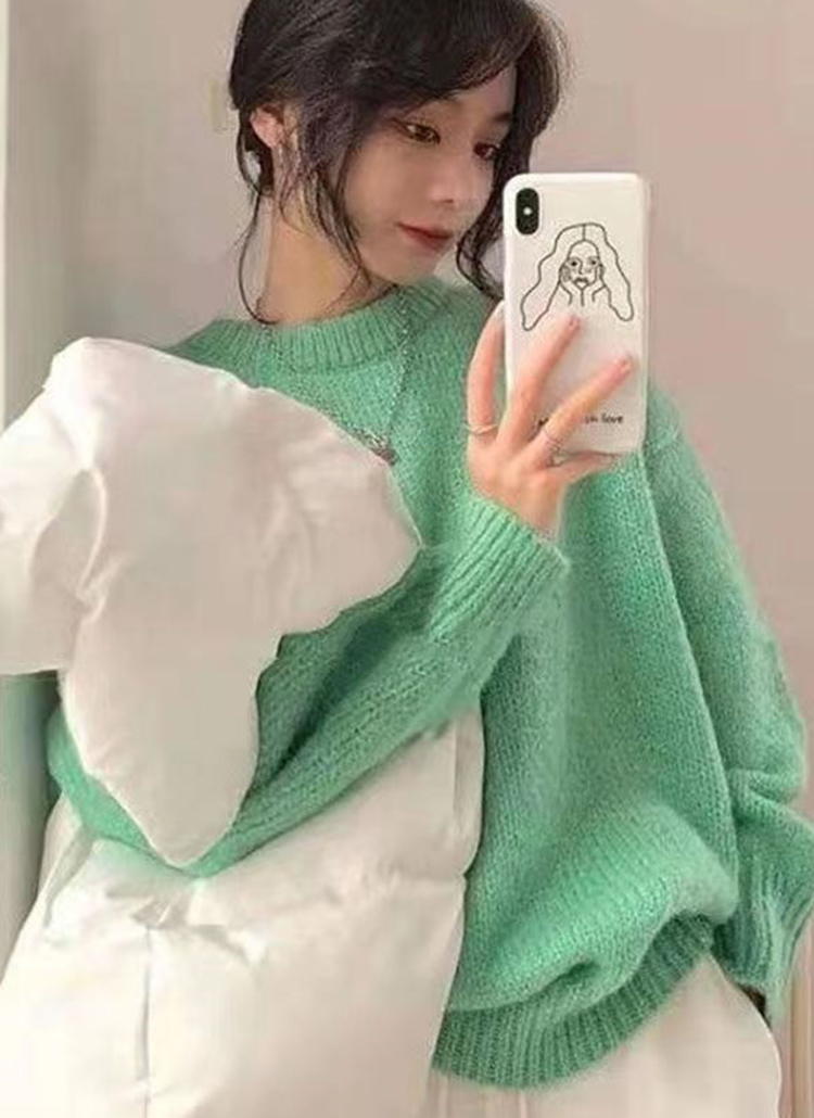 ラウンドネックルーズ無地カラーニット | 詳細画像2