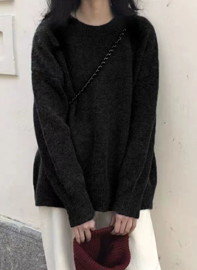 ラウンドネックルーズ無地カラーニット | 詳細画像5