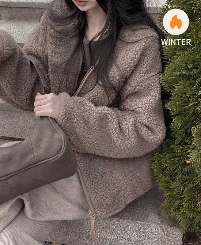 ボアジップアップVネックルーズ長袖ジャンパー | ROMANTICLINE | 詳細画像1