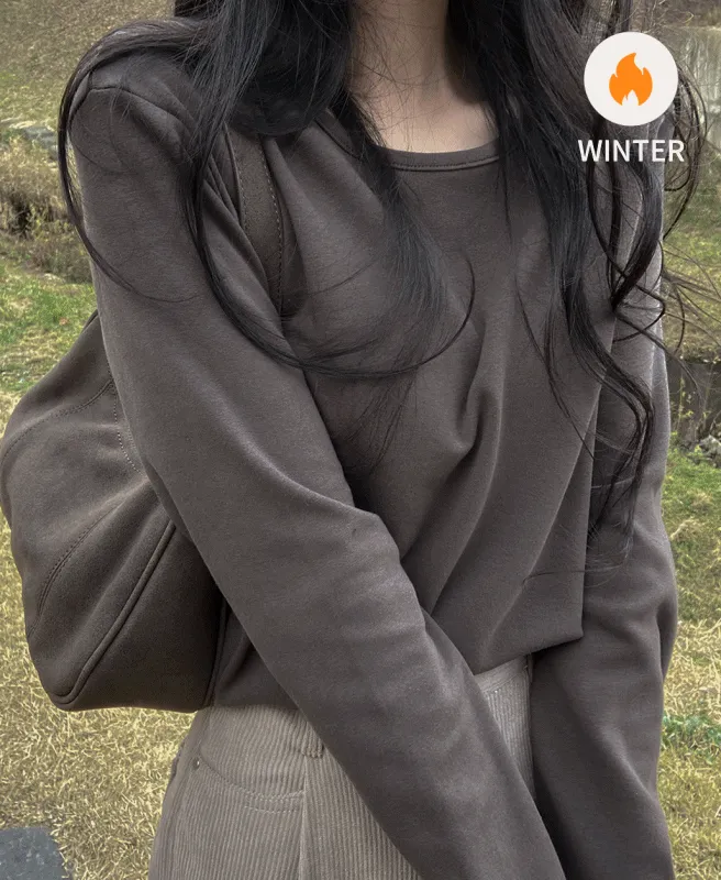 裏起毛ストレッチラウンドネックスリム長袖Tシャツ | ROMANTICLINE | 詳細画像1