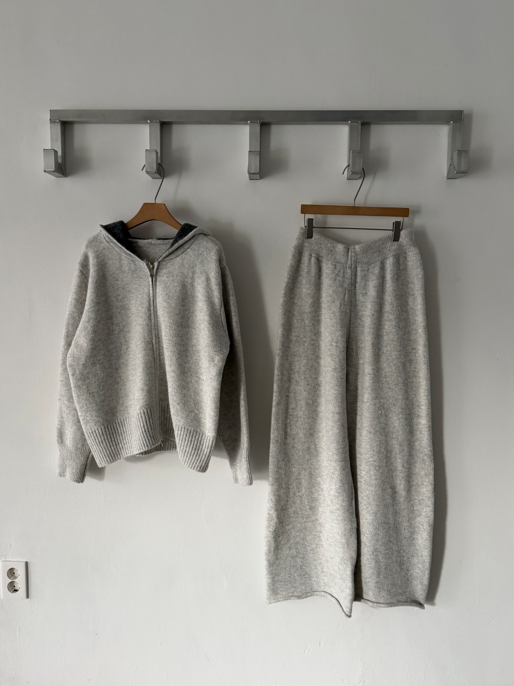 ウール混フードダブルジップウエストゴムワイドカラーパンツカーディガン | 詳細画像20