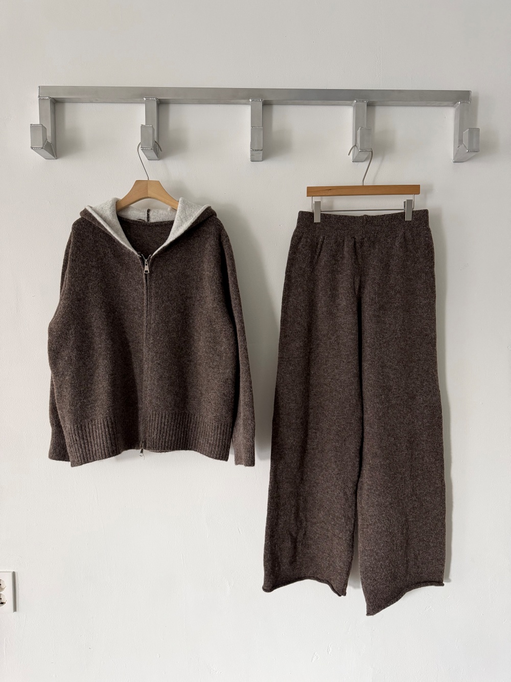 ウール混フードダブルジップウエストゴムワイドカラーパンツカーディガン | 詳細画像21