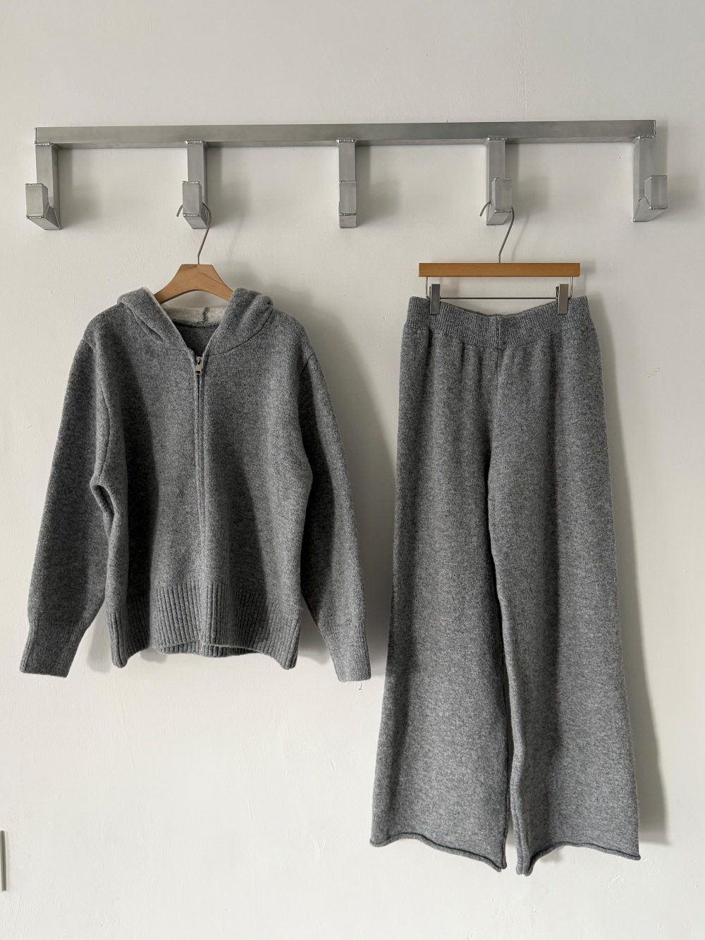 ウール混フードダブルジップウエストゴムワイドカラーパンツカーディガン | 詳細画像22