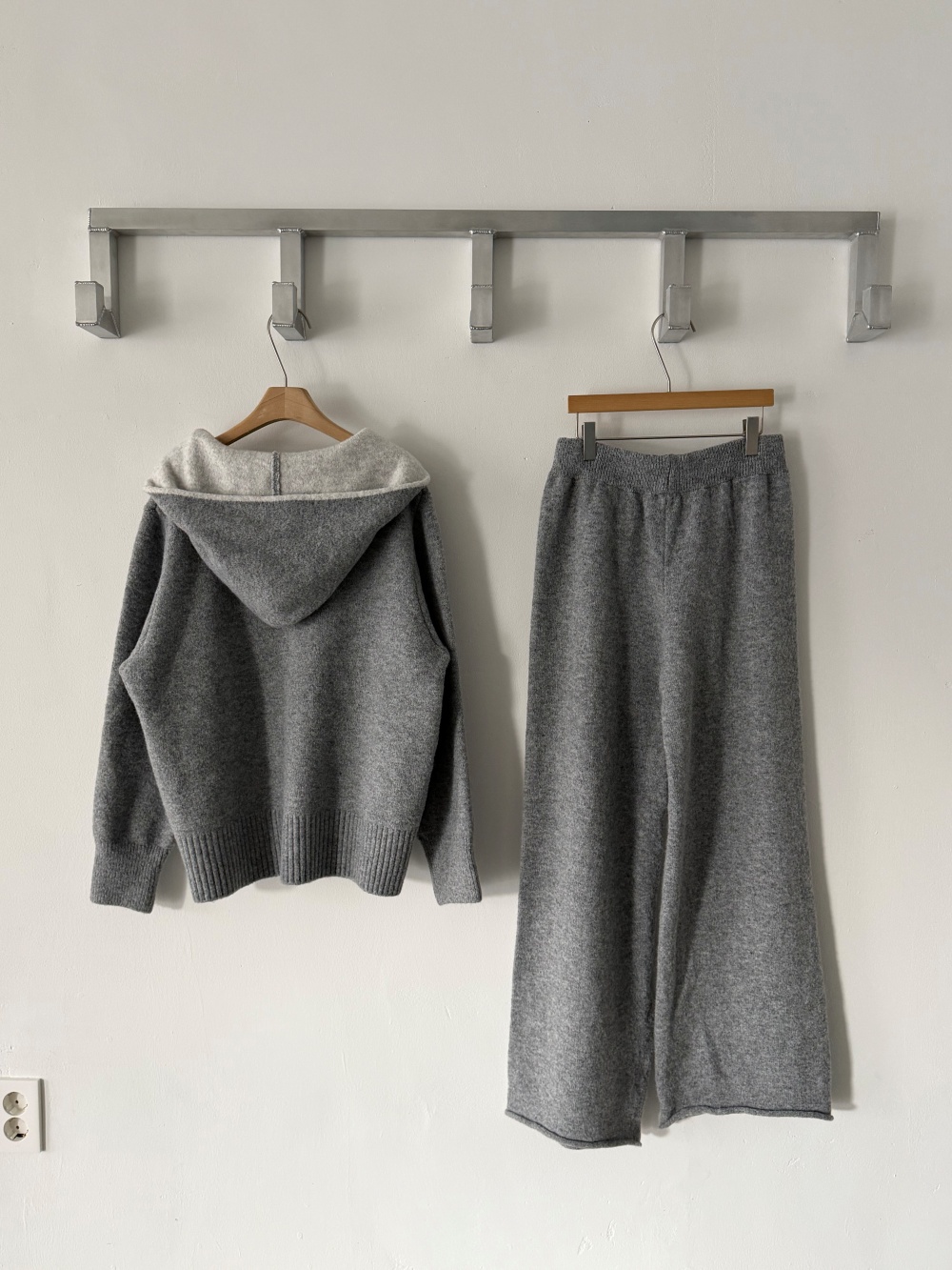 ウール混フードダブルジップウエストゴムワイドカラーパンツカーディガン | 詳細画像23